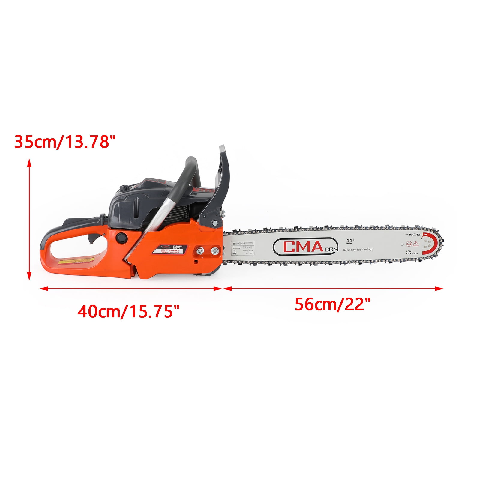 Topteng 68CC Gasoline Powered Chainsaw, Heavy-Duty Wood Cutting Tool with Automatic Chain Oiler (Orange, 22 in) hvlhg