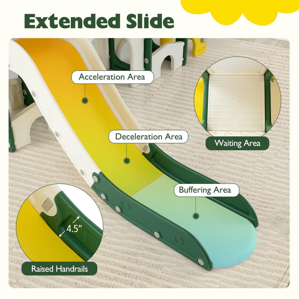 Barara King 10-in-1 Toddler Slide and Climber Playset, Indoor Activity Center for Kids (Yellow) iw5xx