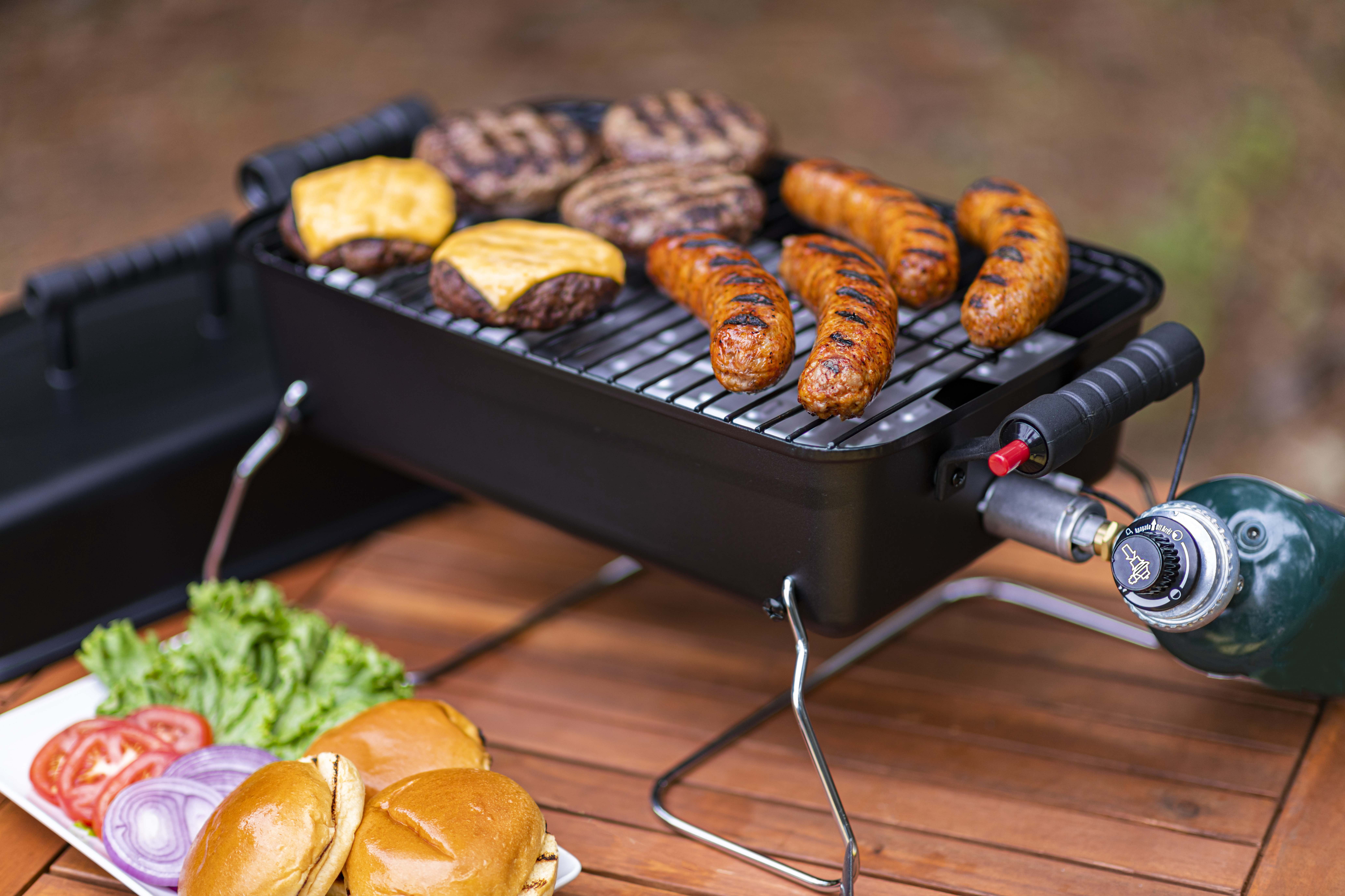 Charbroil 1-Burner Deluxe Portable Propane Gas Table Top Grill (Black, 190 sq in) qlety