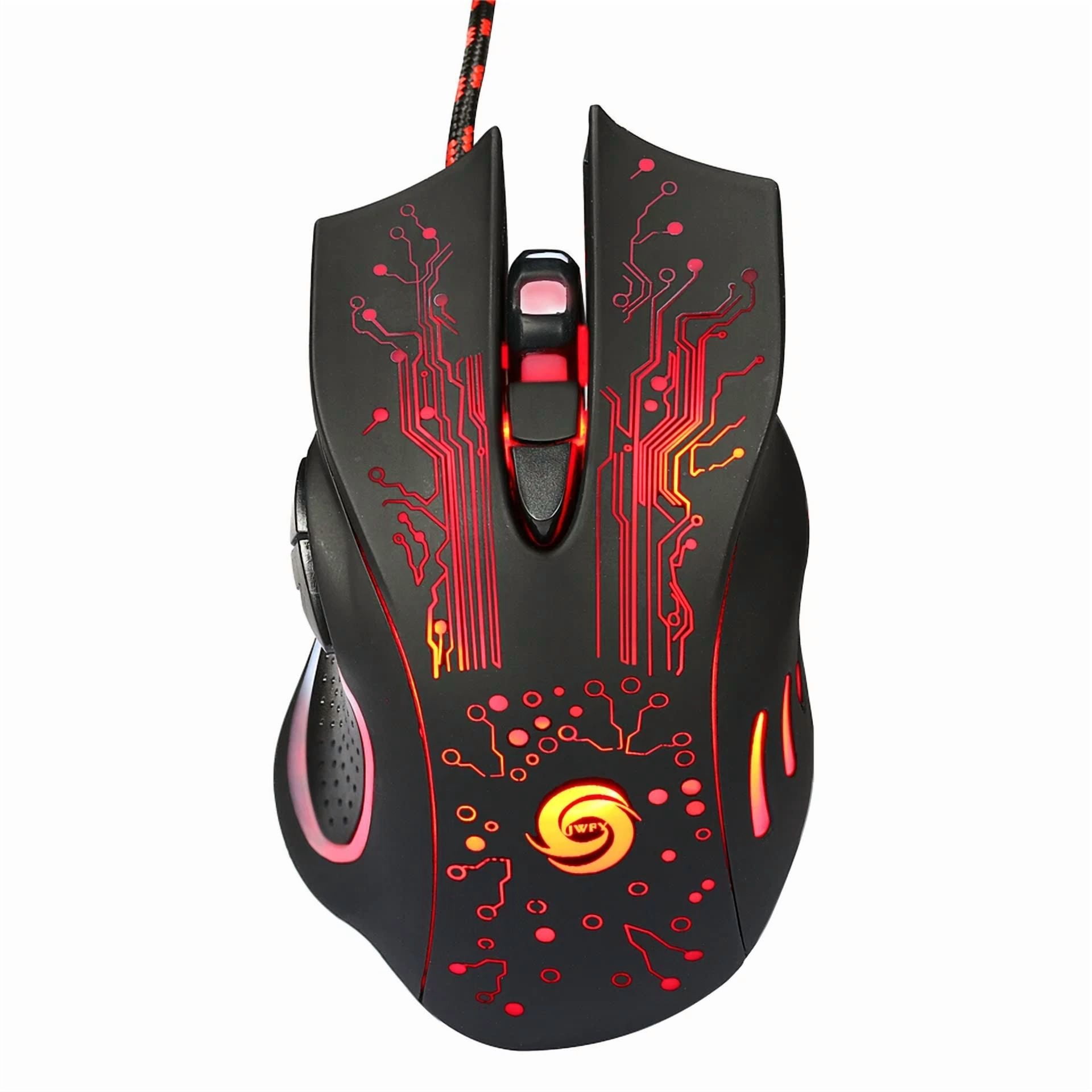 Rhea Gaming Mouse 6-Button USB Wired Optical Mouse with RGB Breathing Light and 3200 DPI (Black, 1 Count) 01f11