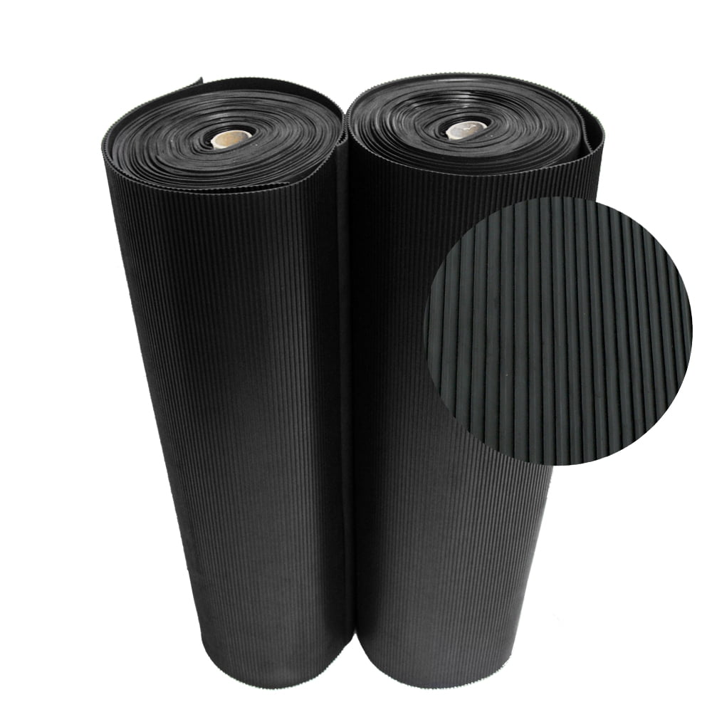 Rubber-Cal Ramp-Cleat Non-Slip Outdoor Rubber Mat (Black, 1/8 in x 3 ft x 15 ft) 7vp7j