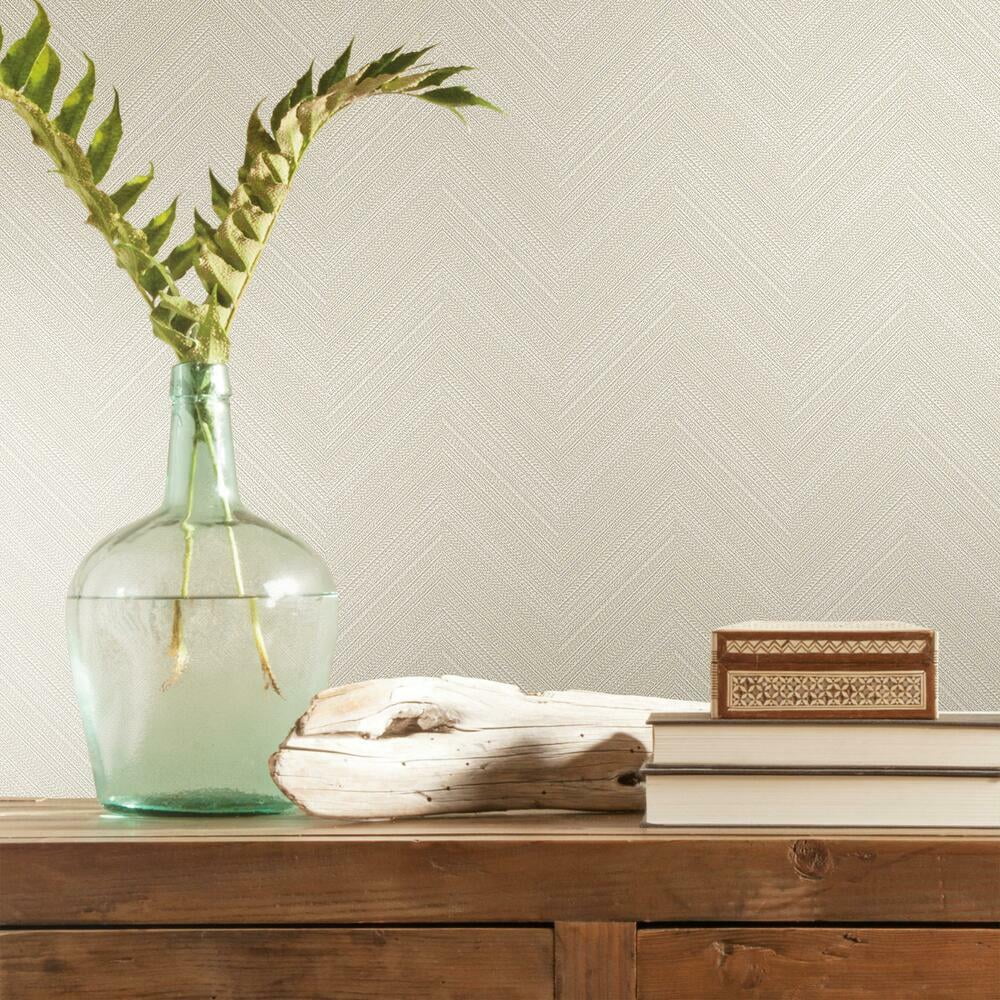 RoomMates Herringbone Weave Peel and Stick Wallpaper (Beige, 28.29 sq ft) 0rw7g