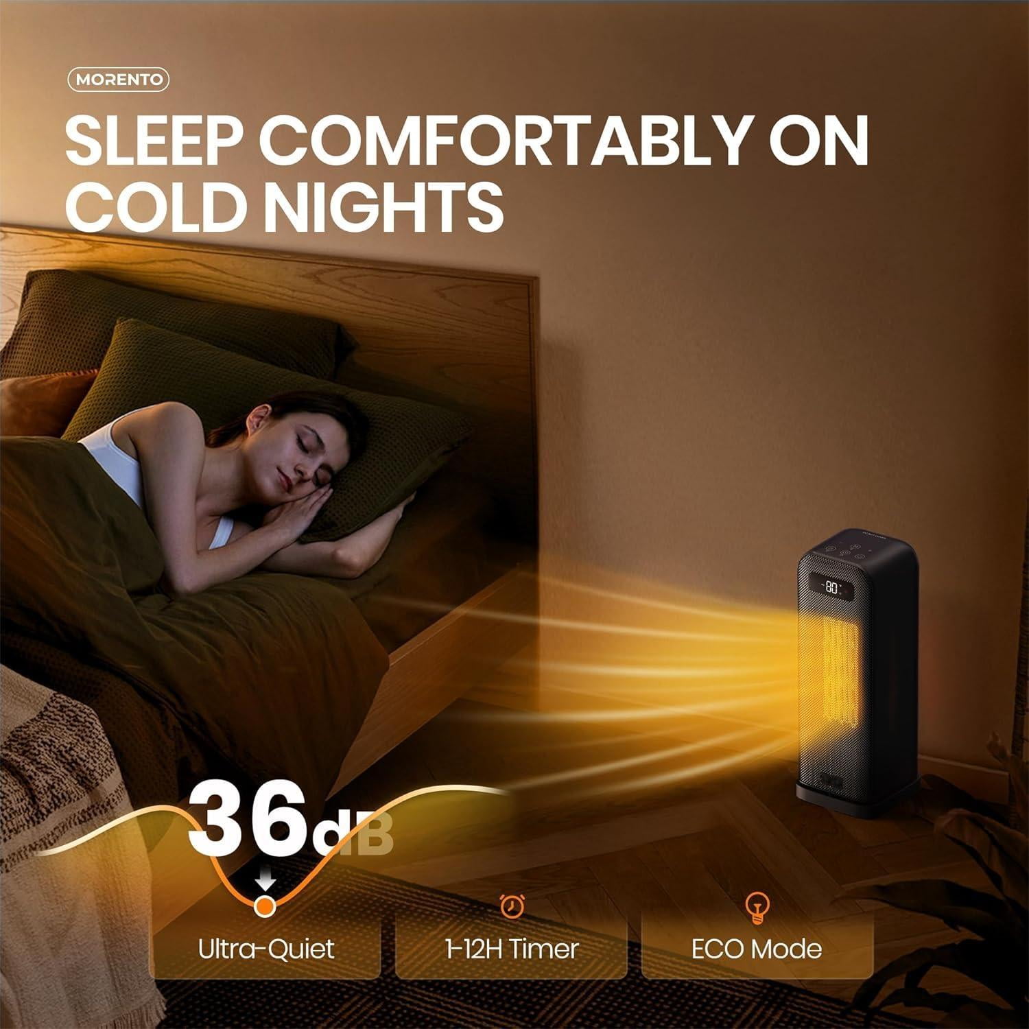 Initio Portable PTC Ceramic Space Heater, Fast Heating with Remote and App Control (Black) hibz0