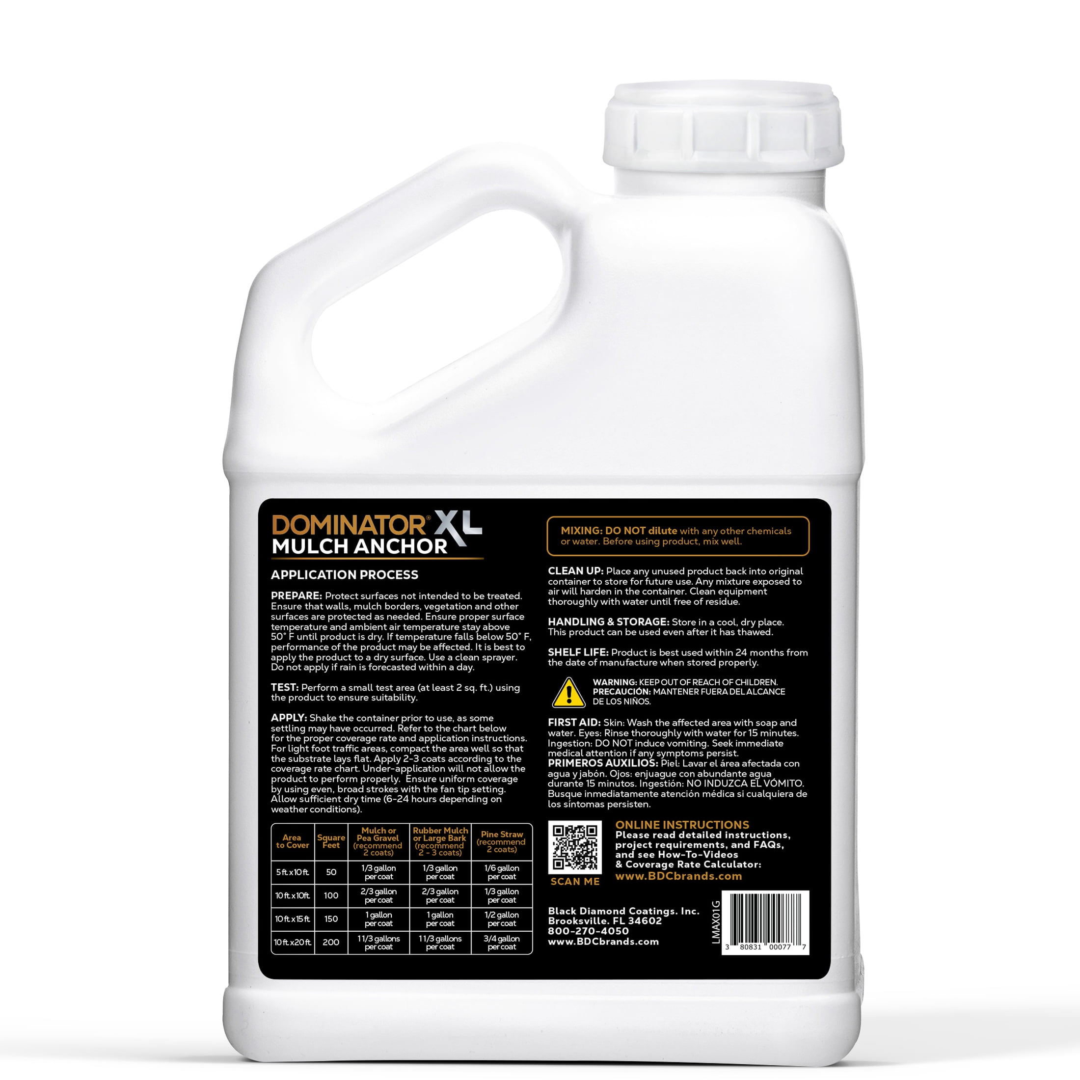 DOMINATOR XL Mulch Anchor and Pea Gravel Stabilizer, Landscape Rock Glue, Weather-Resistant, Fast-Dry (Clear, 128 fl oz) vsuq3