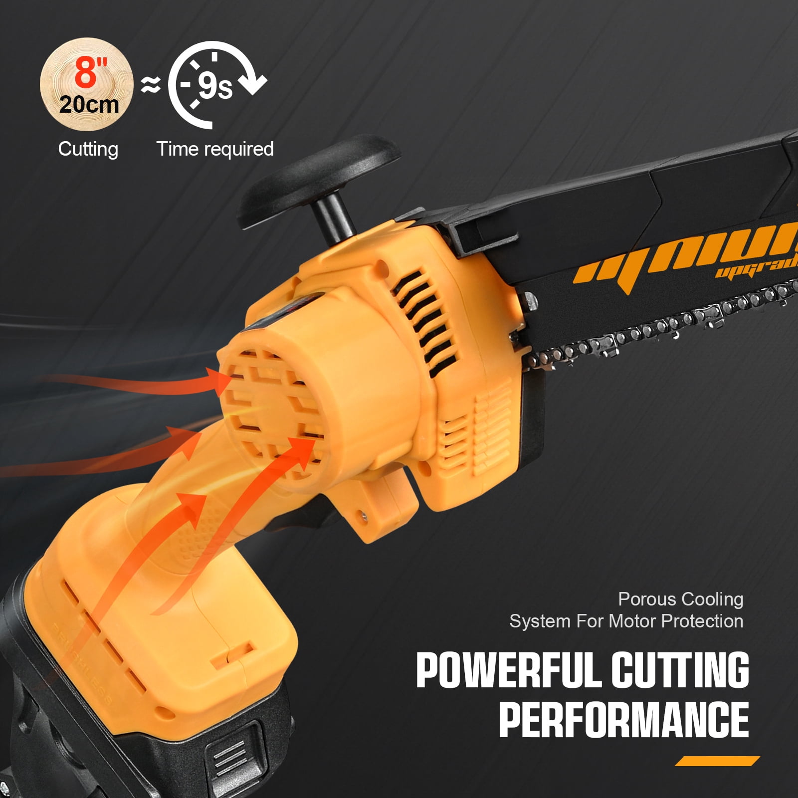Vetoper 2-in-1 Cordless Pole Saw and Mini Chainsaw with Extension Rod (Yellow, 7 ft) jl34y