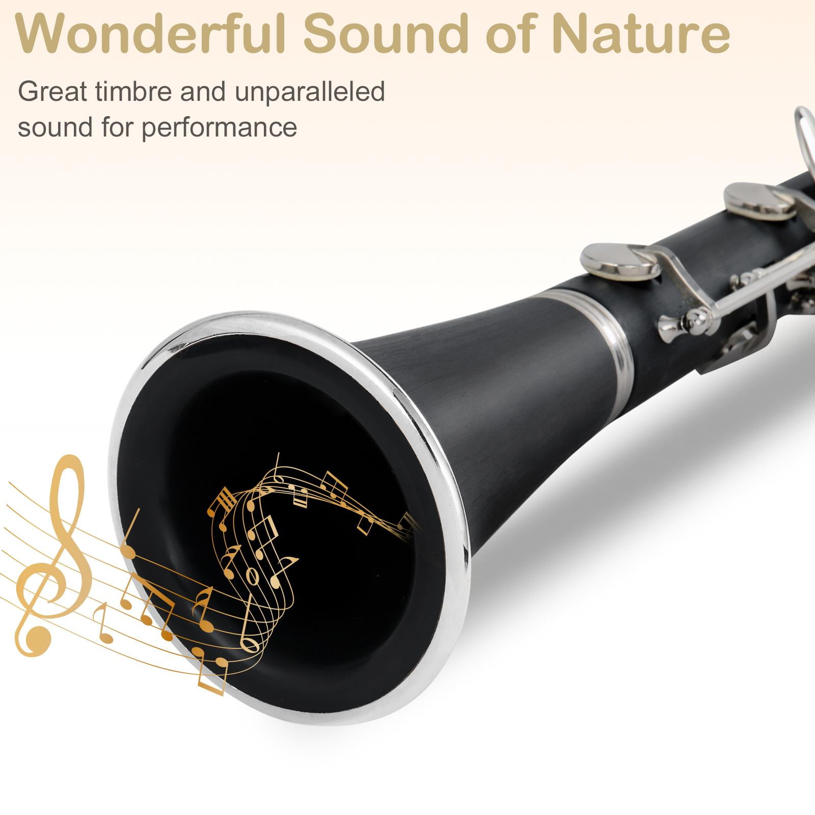 Ktaxon Bb Clarinet Student Woodwind Instrument with Nickel-Plated Keys (Black, 1 Piece) docdm