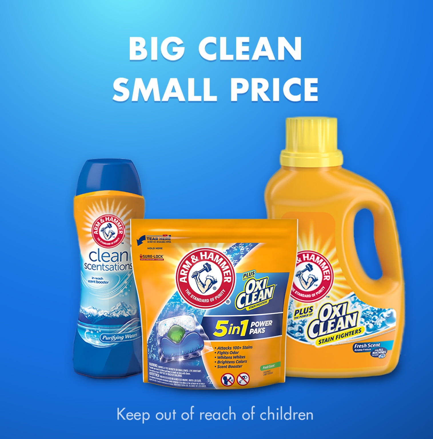 ARM & HAMMER OxiClean 5-in-1 Laundry Detergent Power Paks (Fresh Scent, 40 Count) md7wg