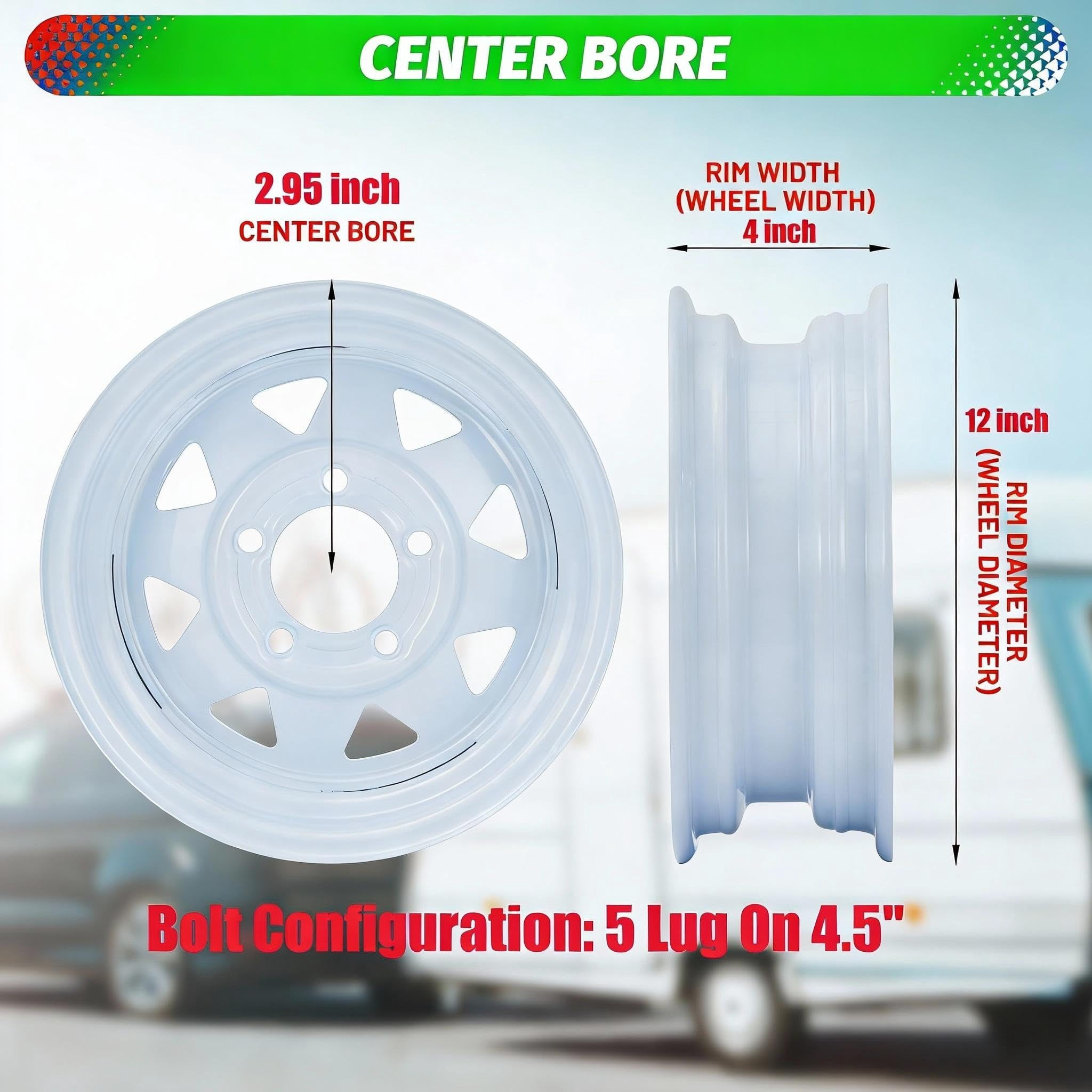 MERXENG ST175/80D13 Trailer Tires on Rim (White Spoke, 2-Pack, 13 in) 7vb4b