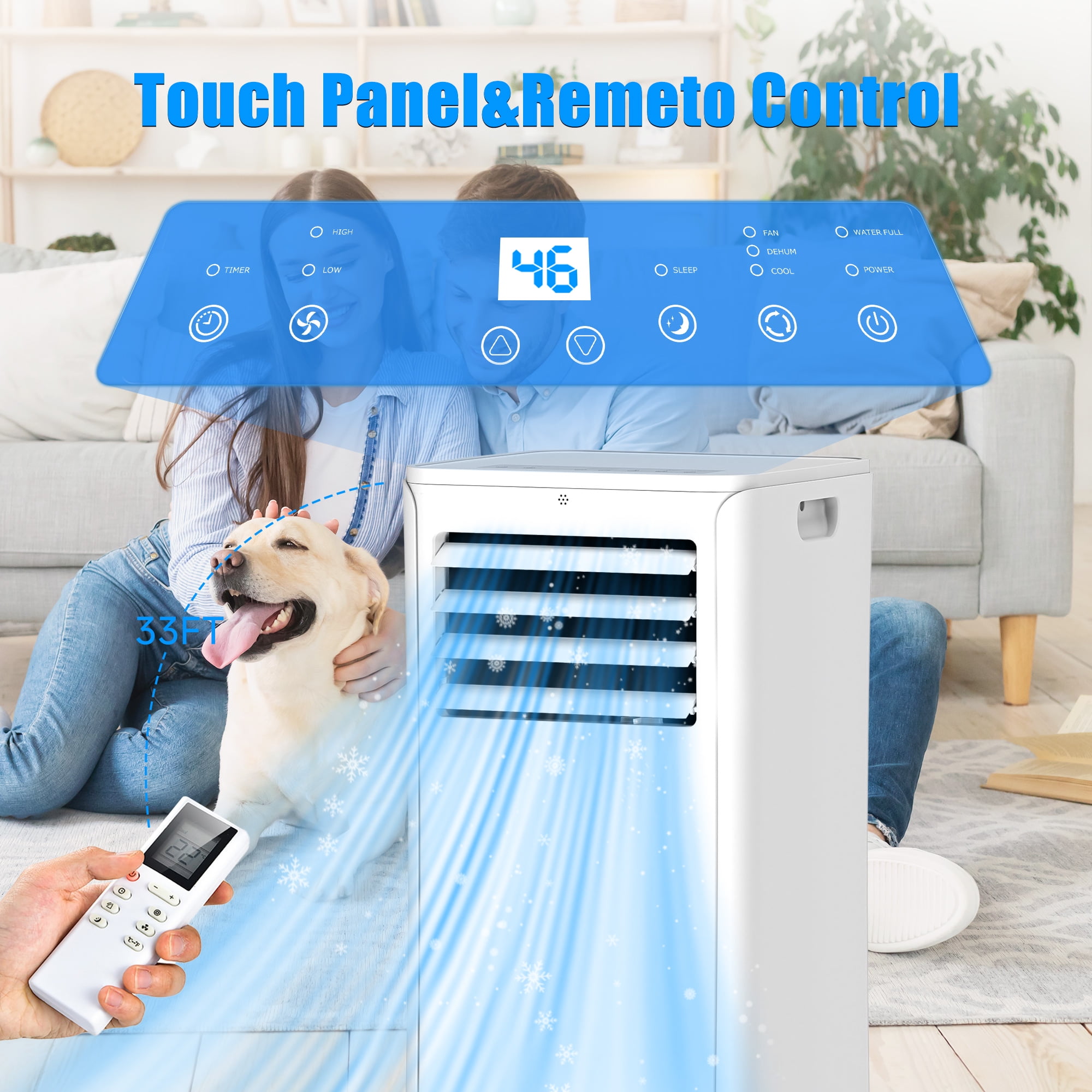 Tolsprint Portable Air Conditioner, 3-in-1 Cooling Dehumidifier and Fan with Remote Control (White, 8500 BTU) s4wlx