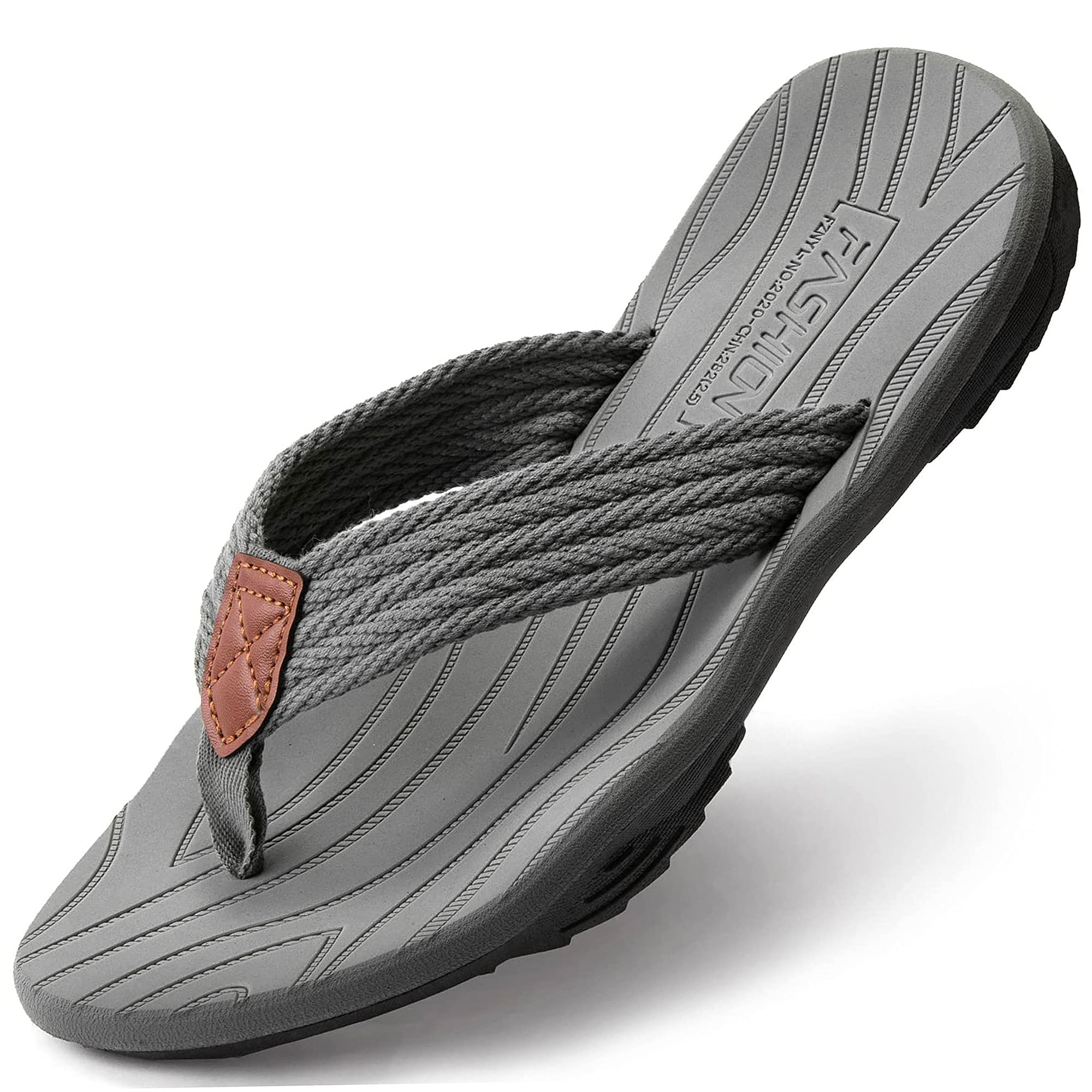 Ecetana Men's Flip Flops Comfort Thong Sandals Non-Slip Beach Footwear (Grey, 10 US) wdcwp