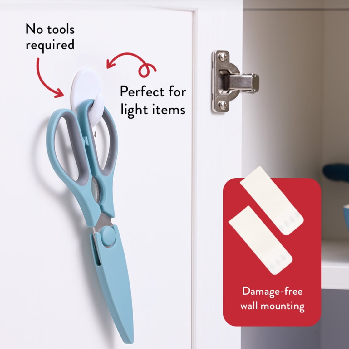 Hyper Tough Medium Removable Self-Adhesive Wall Hooks (White, 2 Pack) cr8cf