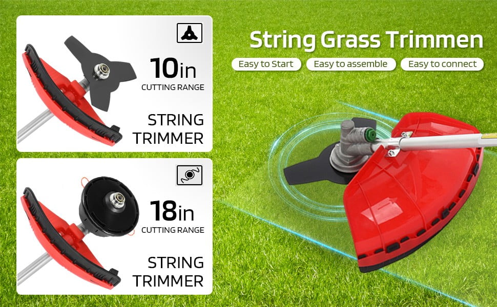 Floseru 52cc 5-in-1 Gas String Trimmer and Multi-Tool Landscaping System (Red, 52cc Engine) cgttt