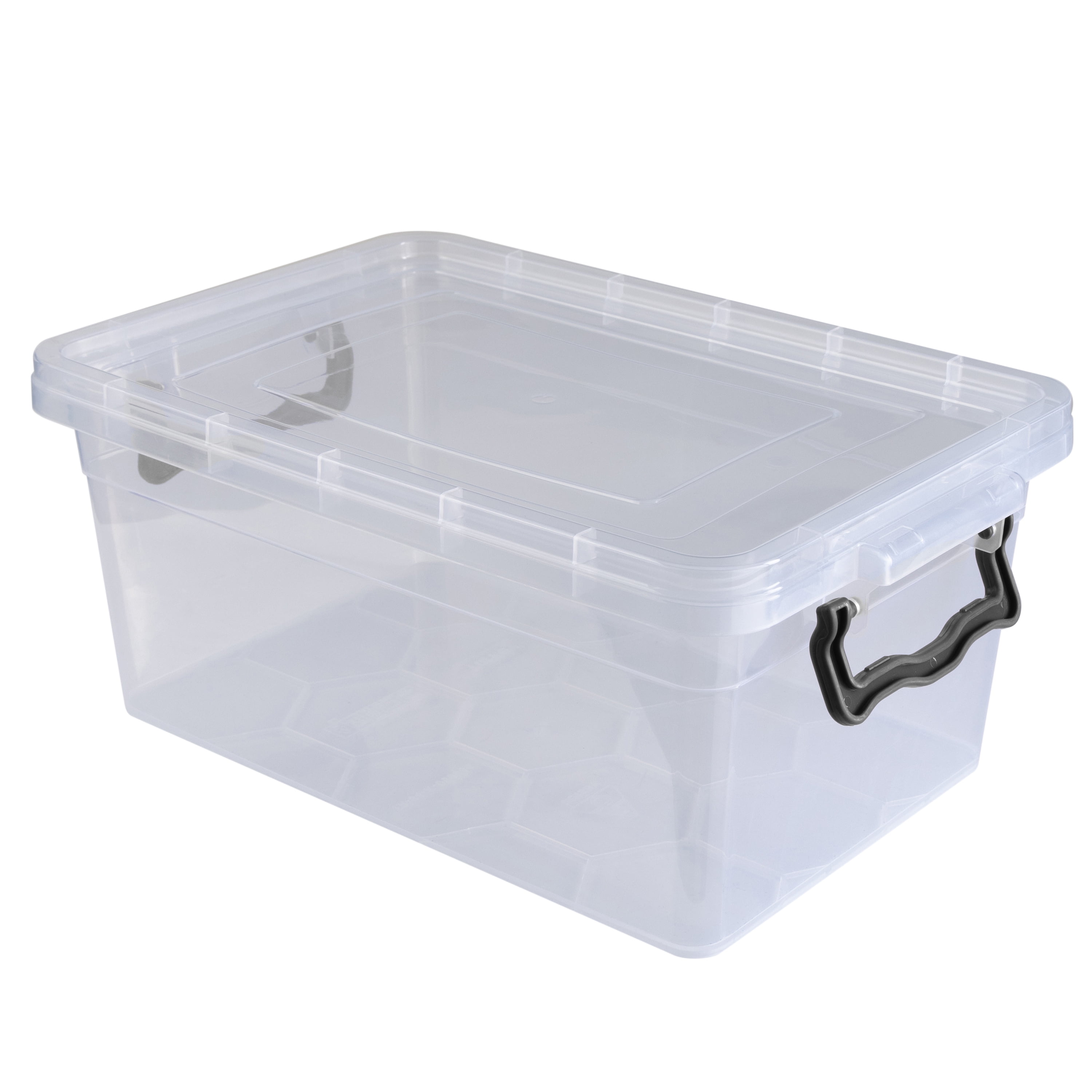 Simplify Stackable Plastic Storage Bin with Locking Lid (Clear, 5.7 in x 8.5 in x 4 in) jrpss