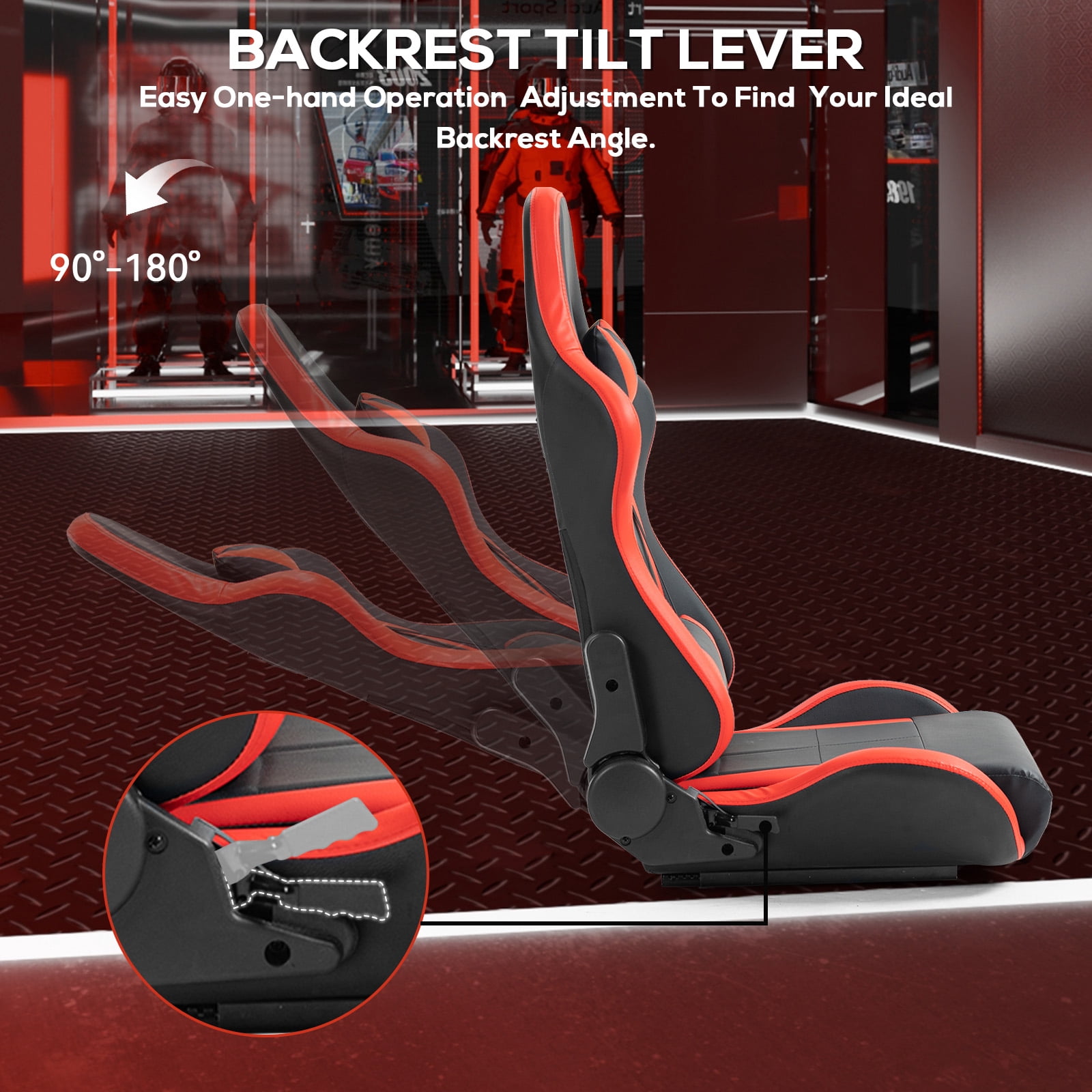Supllueer Aluminum Racing Simulator Cockpit with Adjustable Seat and Triple Monitor Stand (Black) ve1yv