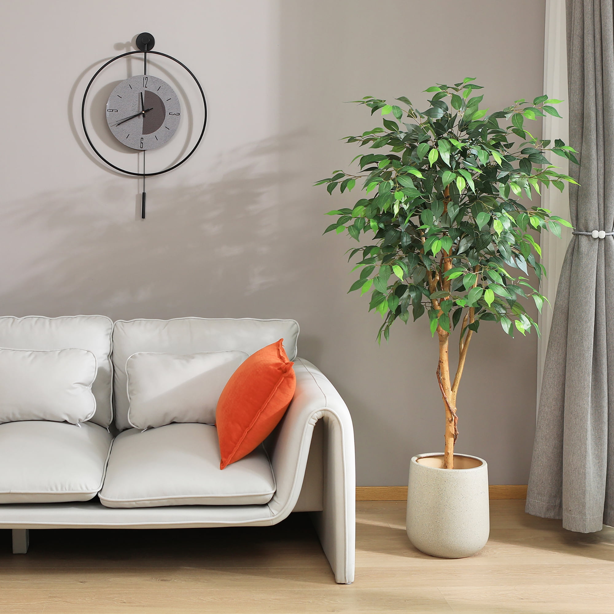 DR.Planzen Artificial Ficus Tree, Lifelike Indoor Floor Plant with Natural Wood Trunk (Green, 60 in) jofpa