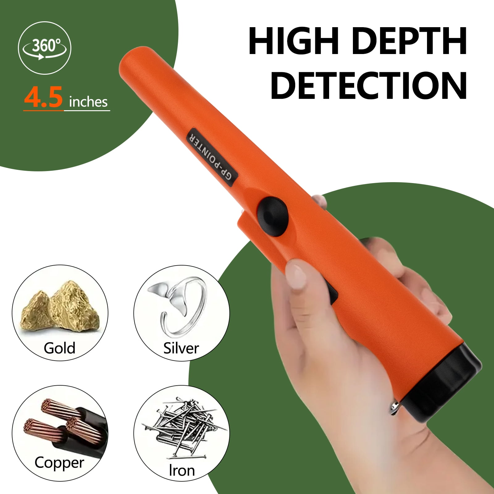 JAMCORAX Metal Detector Pinpointer Handheld Wand (Orange, 9.1 in) qxw8r