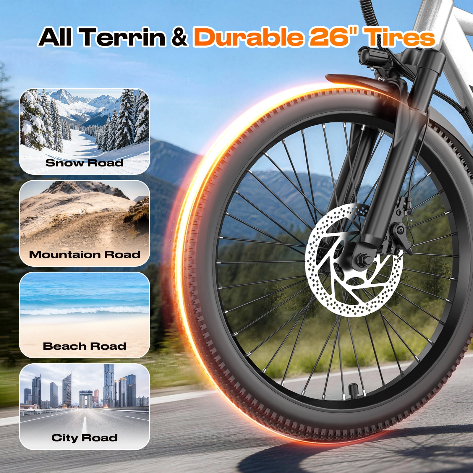 X-Koala 26 in Electric Mountain Bike, 1200W Motor, 25 MPH, 48V Battery, UL 2849 Certified, 7-Speed Ebike with Saddle Suspension (26 in) k4f3w