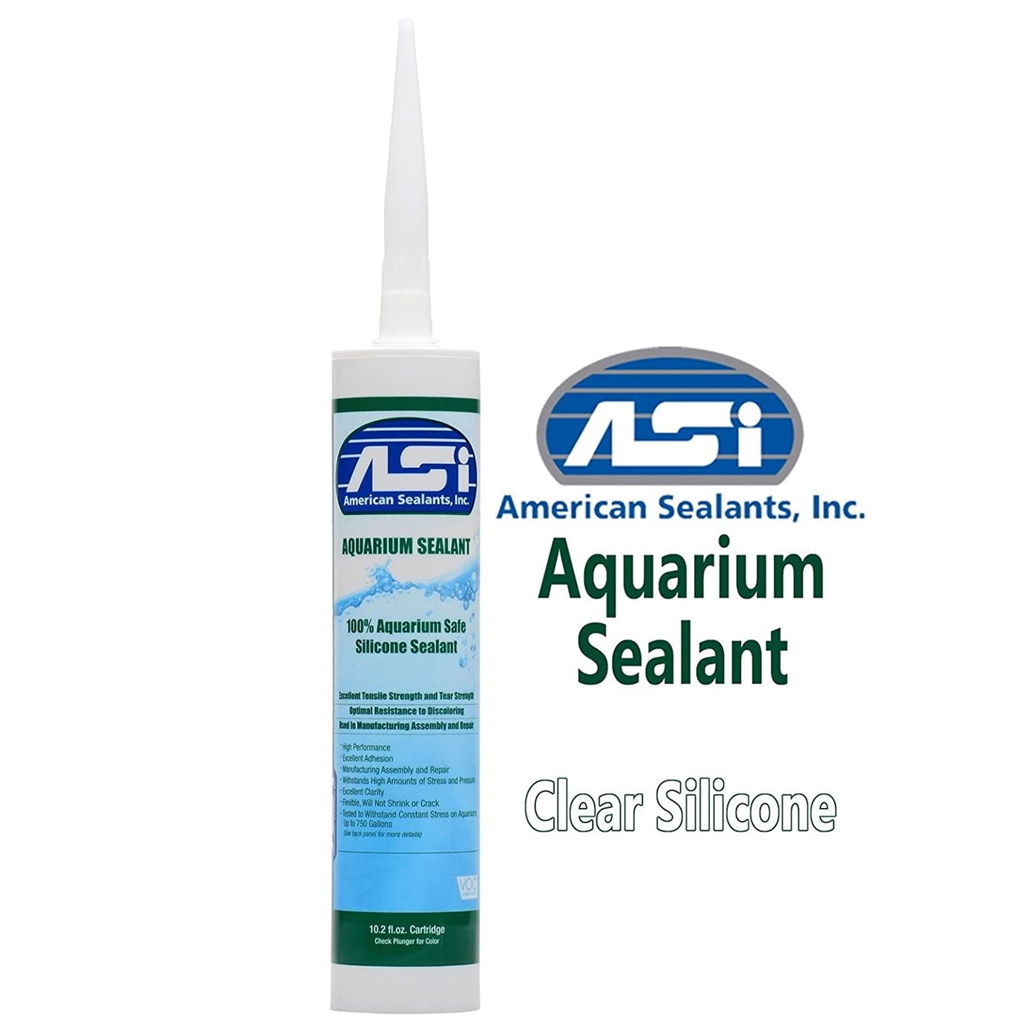 ASI Aquarium Silicone Sealant Waterproof Adhesive for Glass Tanks (Clear, 10.2 oz) mm6h3