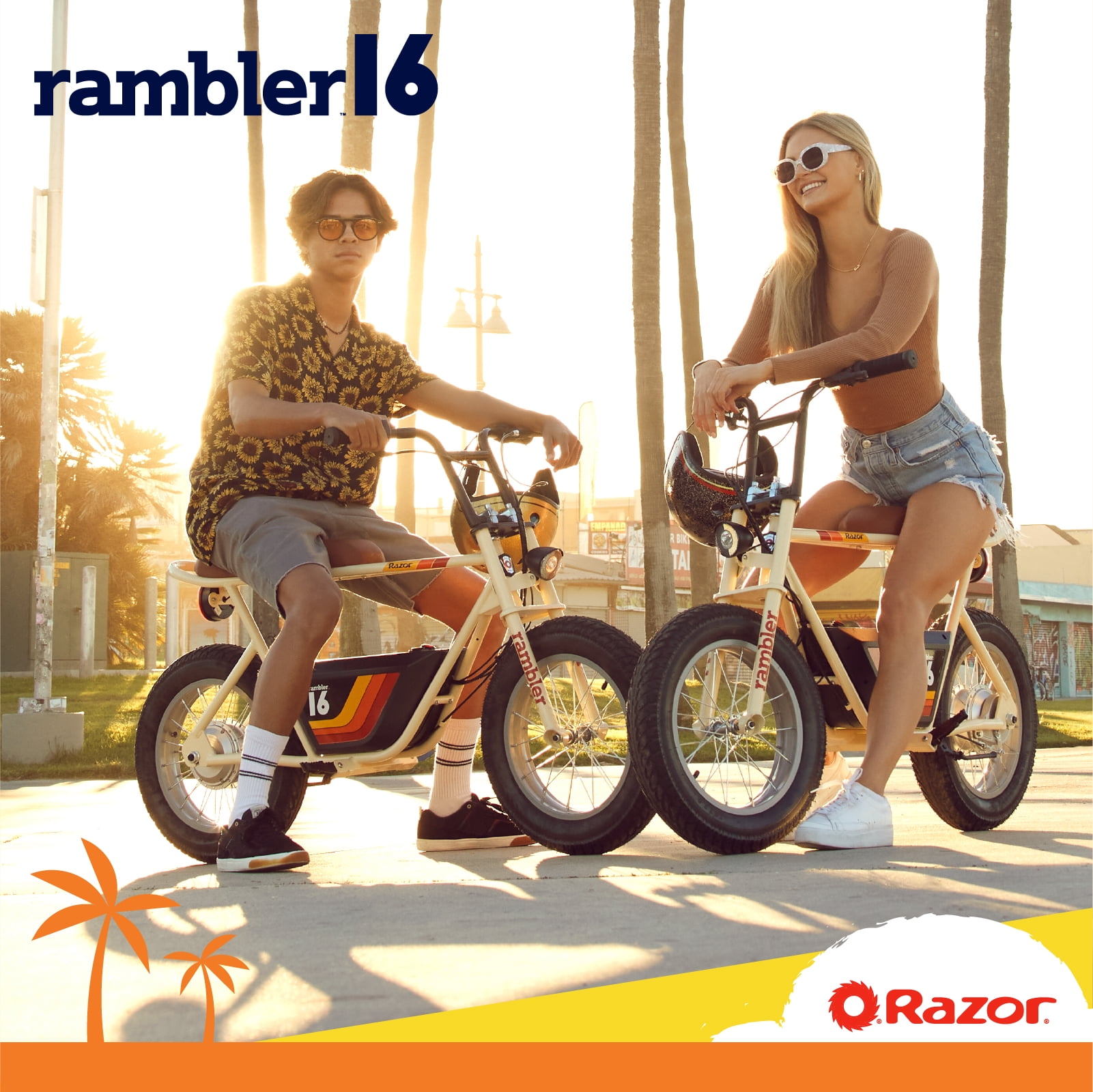 Razor Rambler 16 Electric Minibike, 36V Seated Scooter with Retro Styling (Beige, 53.1 in x 25.2 in x 33.5 in) nb6xn