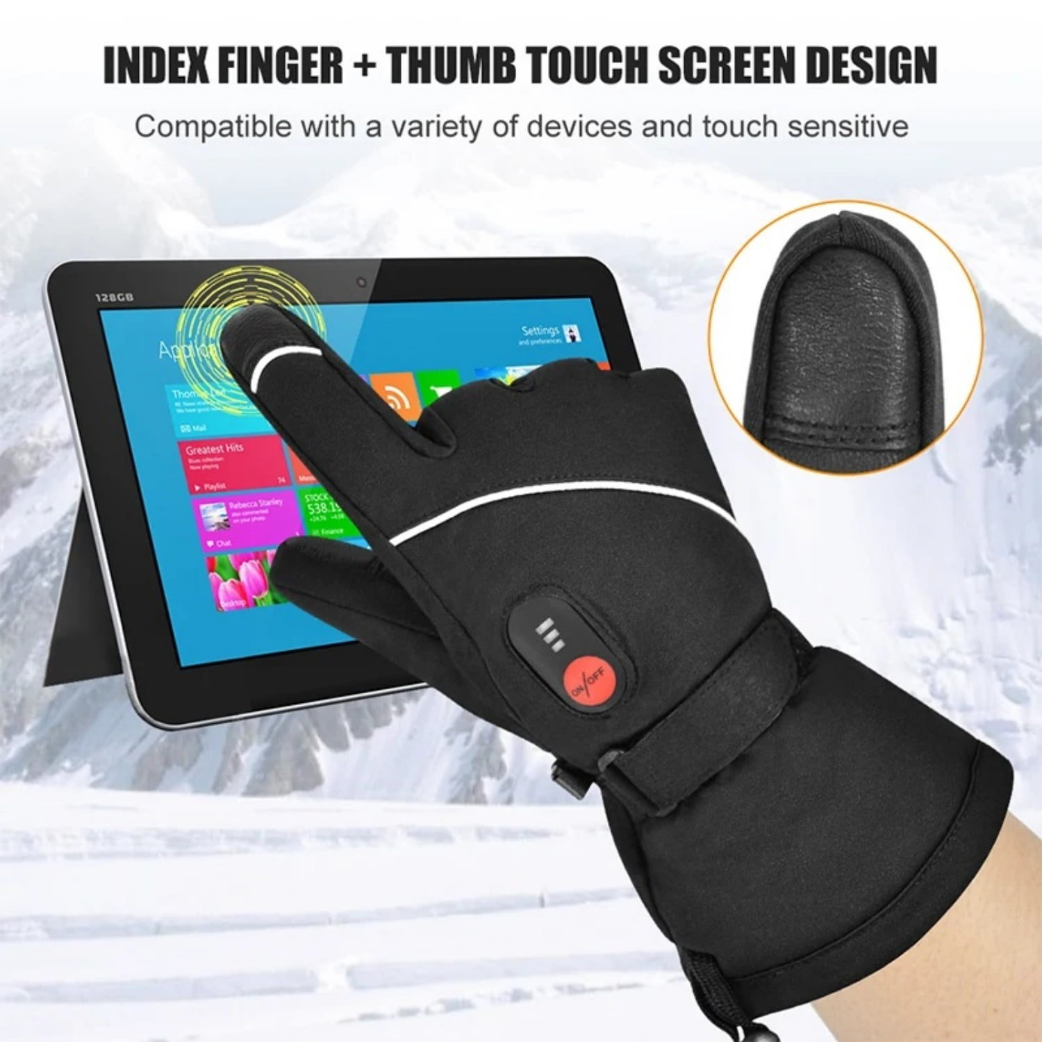 Savior Heat Rechargeable Electric Heated Leather Gloves for Skiing and Snowboarding (Black, Large) u1gcg
