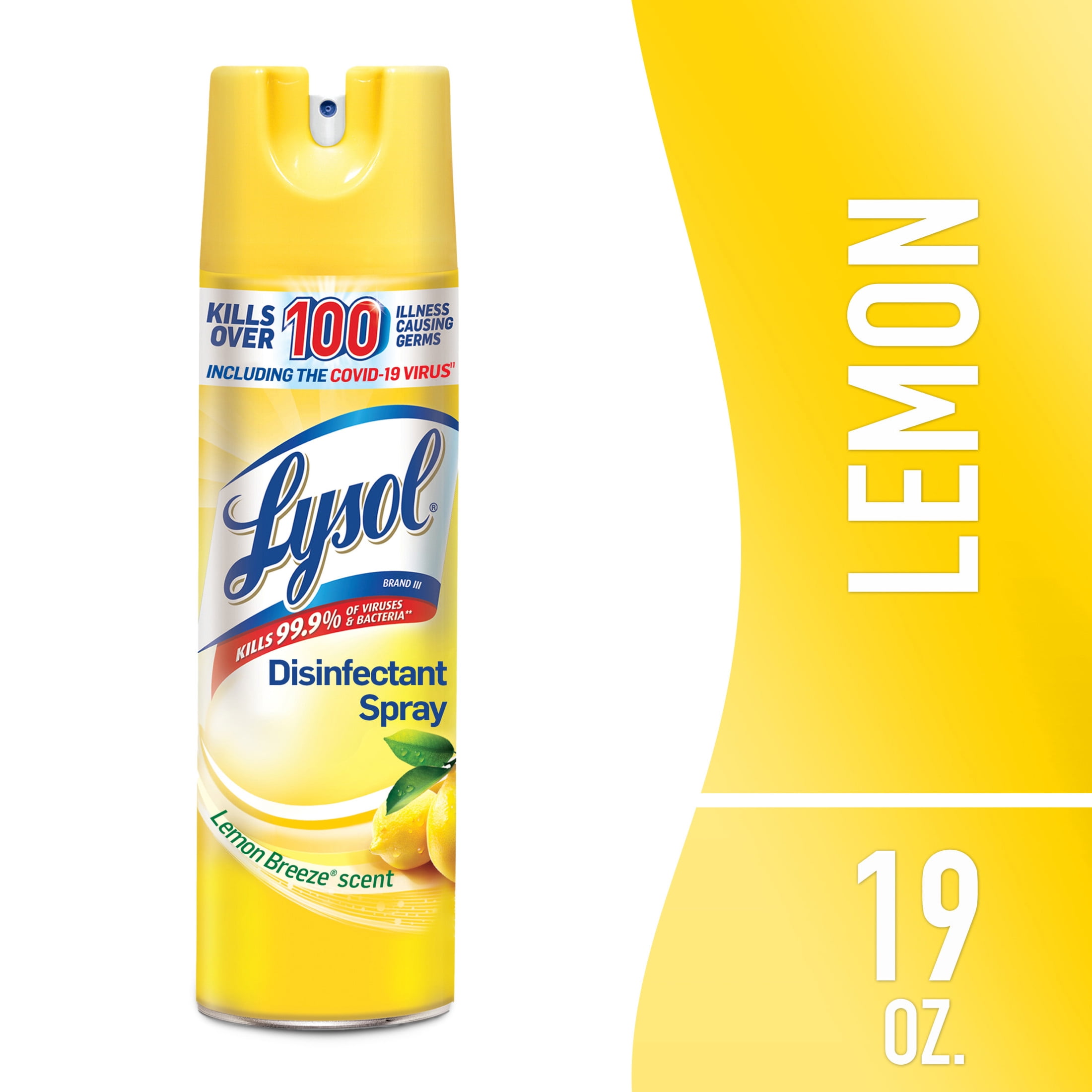 Lysol Disinfectant Spray, Antibacterial Surface Sanitizer and Deodorizer (Lemon Breeze, 19 oz) rtg1b