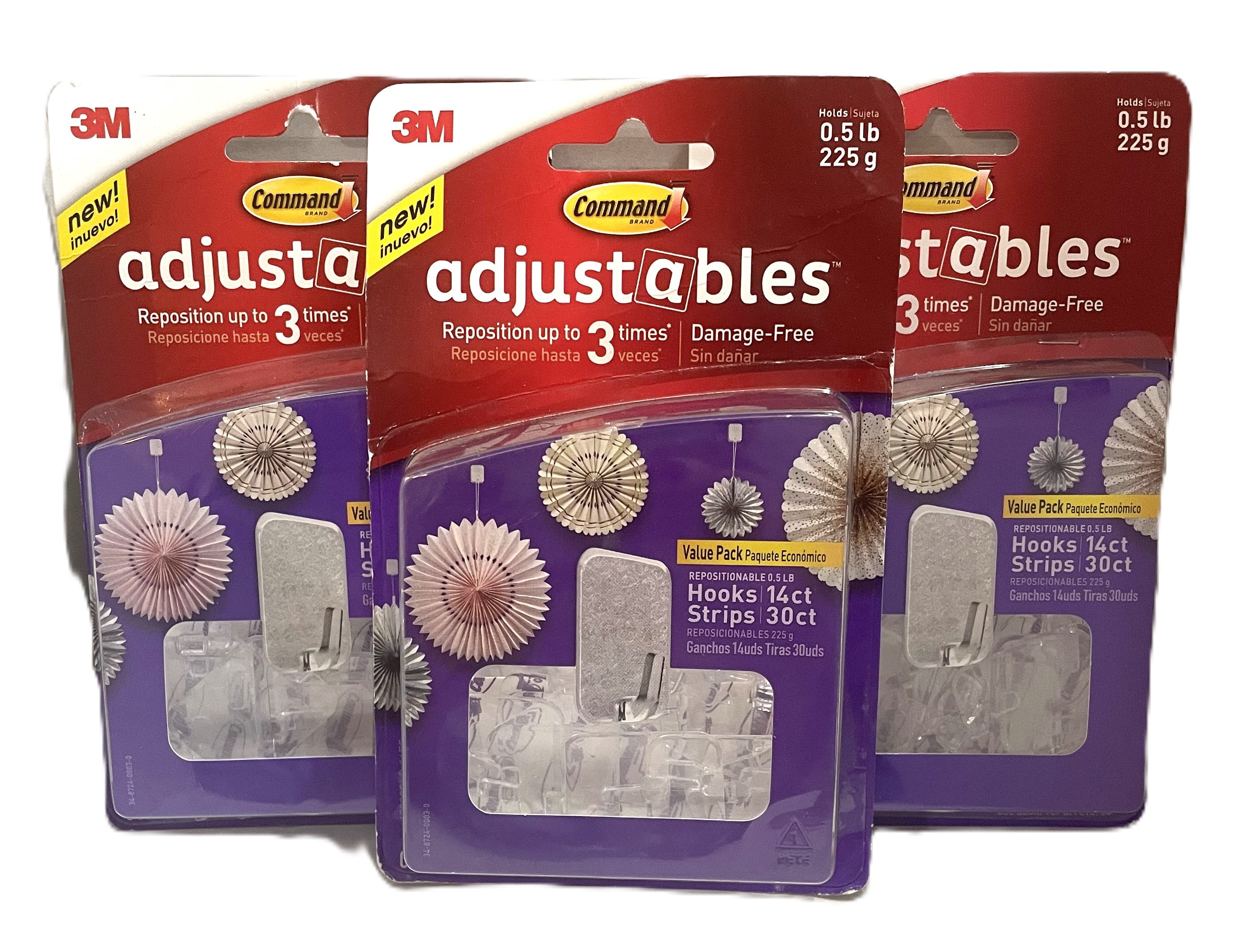 Command Adjustable Mini Hooks, Damage-Free Wall Fasteners for Decorating (Clear, 42 Hooks) 3eoll
