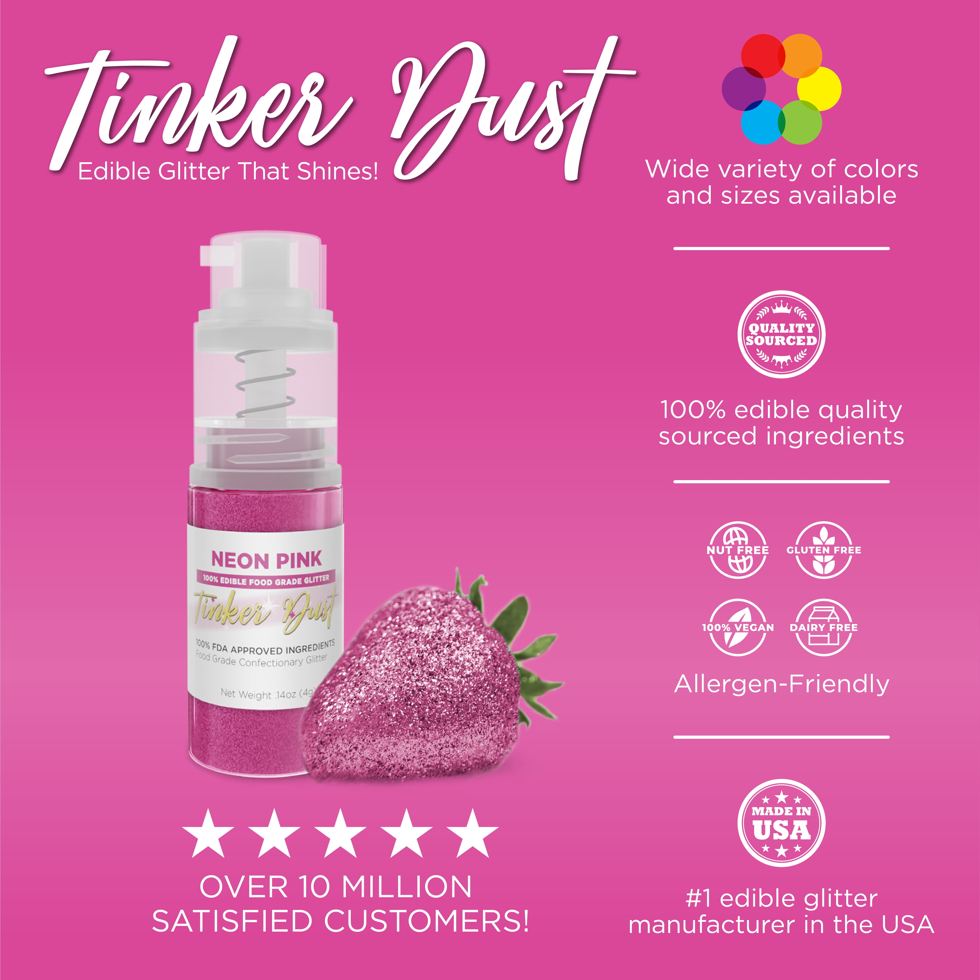 Bakell Tinker Dust Edible Glitter for Drinks and Desserts (Neon Pink, 0.1 oz) 28148 - Image 10