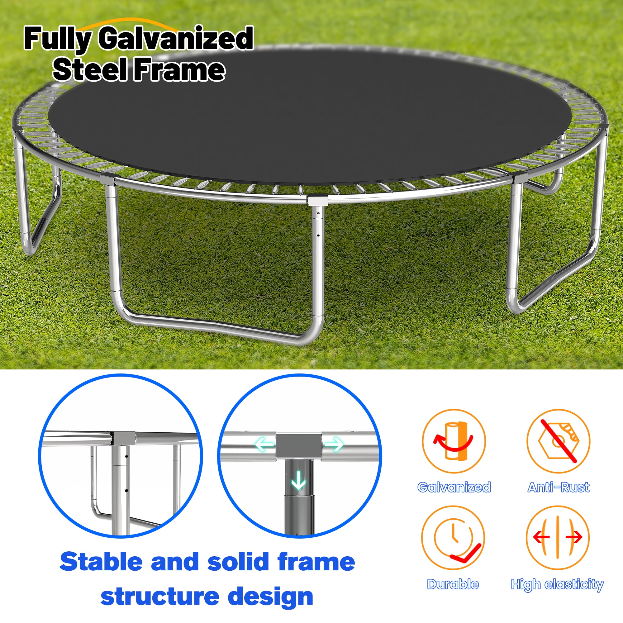Leumius 14ft Trampoline with Basketball Hoop and Safety Enclosure Net (Blue, 14 ft) cbf7u