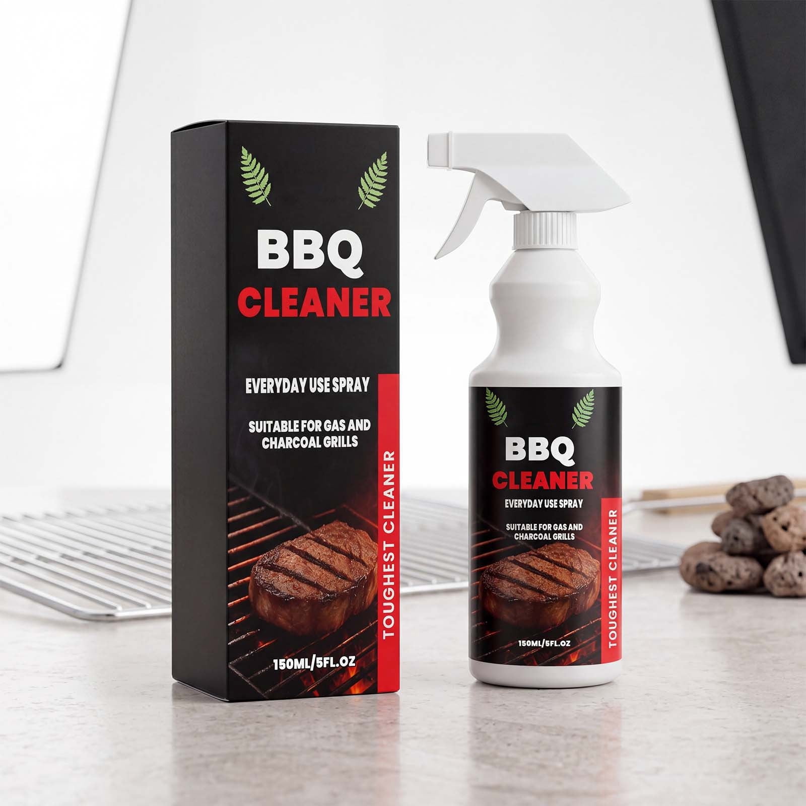 Kanzd BBQ Grill and Kitchen Degreaser, Powerful Grease and Stain Remover for Gas and Charcoal Grills (5.07 fl oz) 5z317