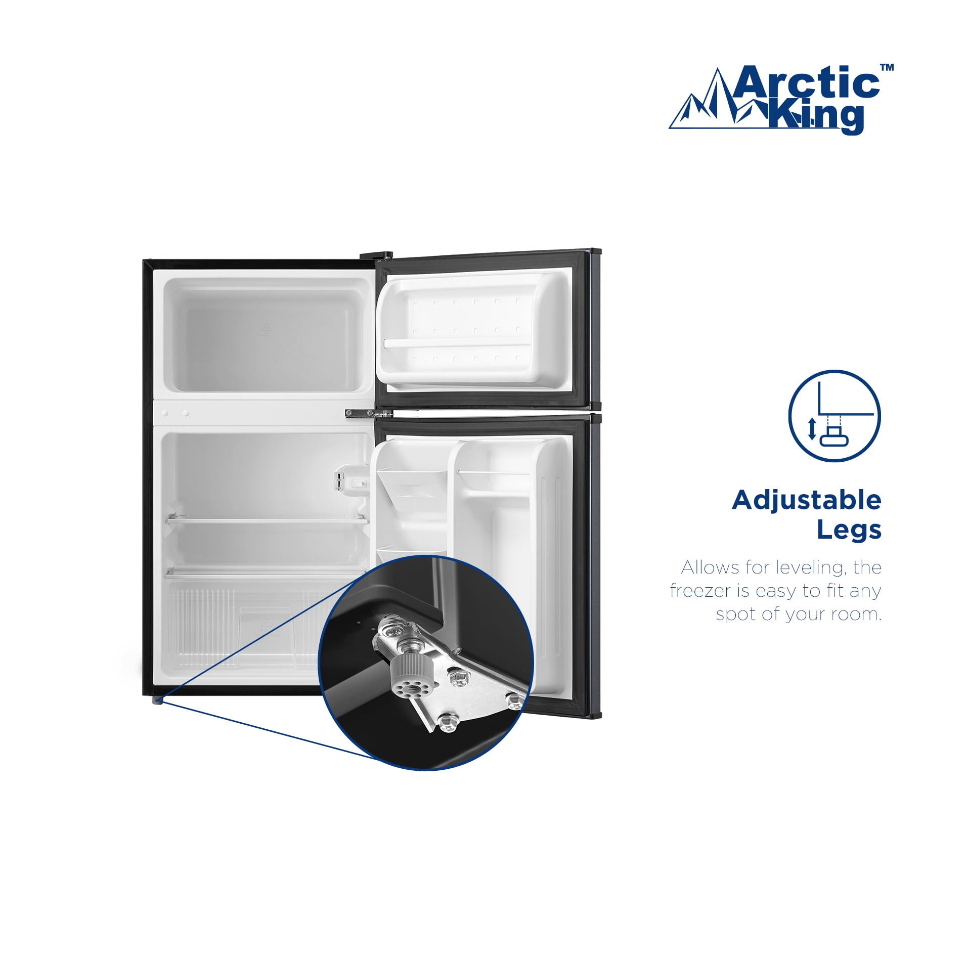 Arctic King 3.2 Cu Ft Two Door Mini Fridge with Freezer (Silver, 3.2 cu ft) d4hf4