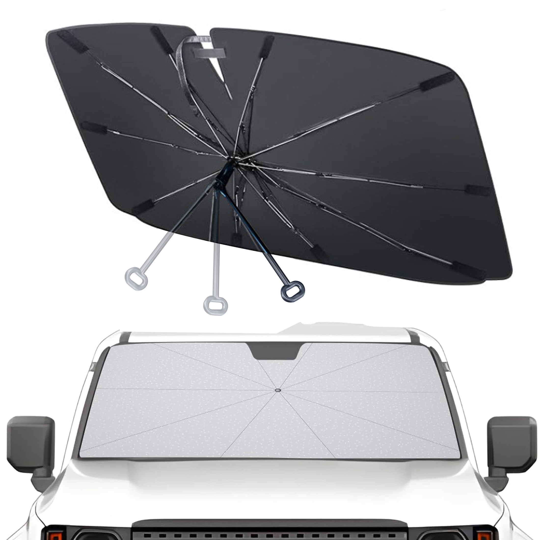 EVLive Car Windshield Sunshade, Foldable UV & Heat Protection Shield for SUV Sedan Truck (Black, 57 in x 32 in) q7mua