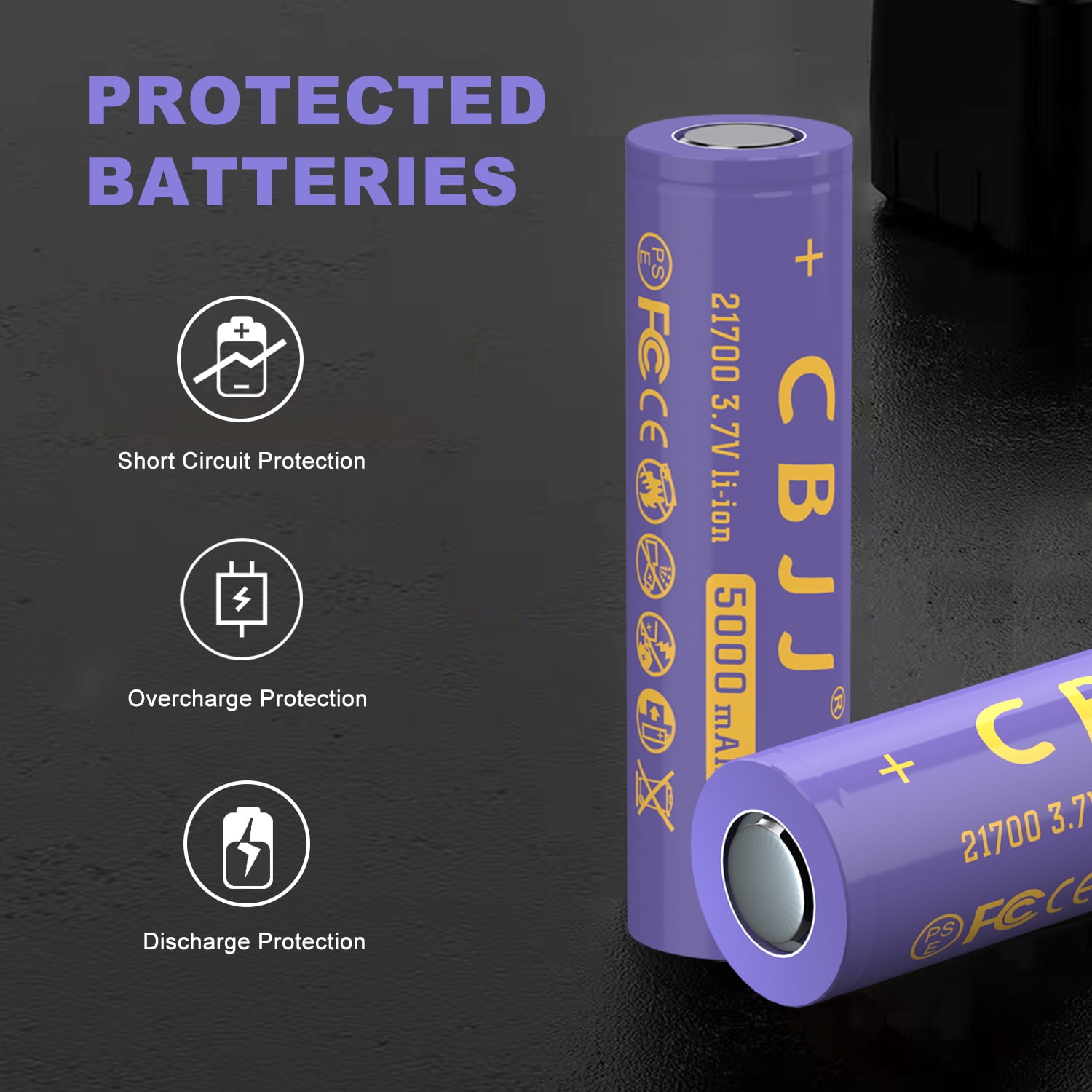 CBJJ 21700 Rechargeable Li-ion Battery 3.7V 5000mAh High Capacity Flat Top Cell for Flashlights (1 Pack) jowkd