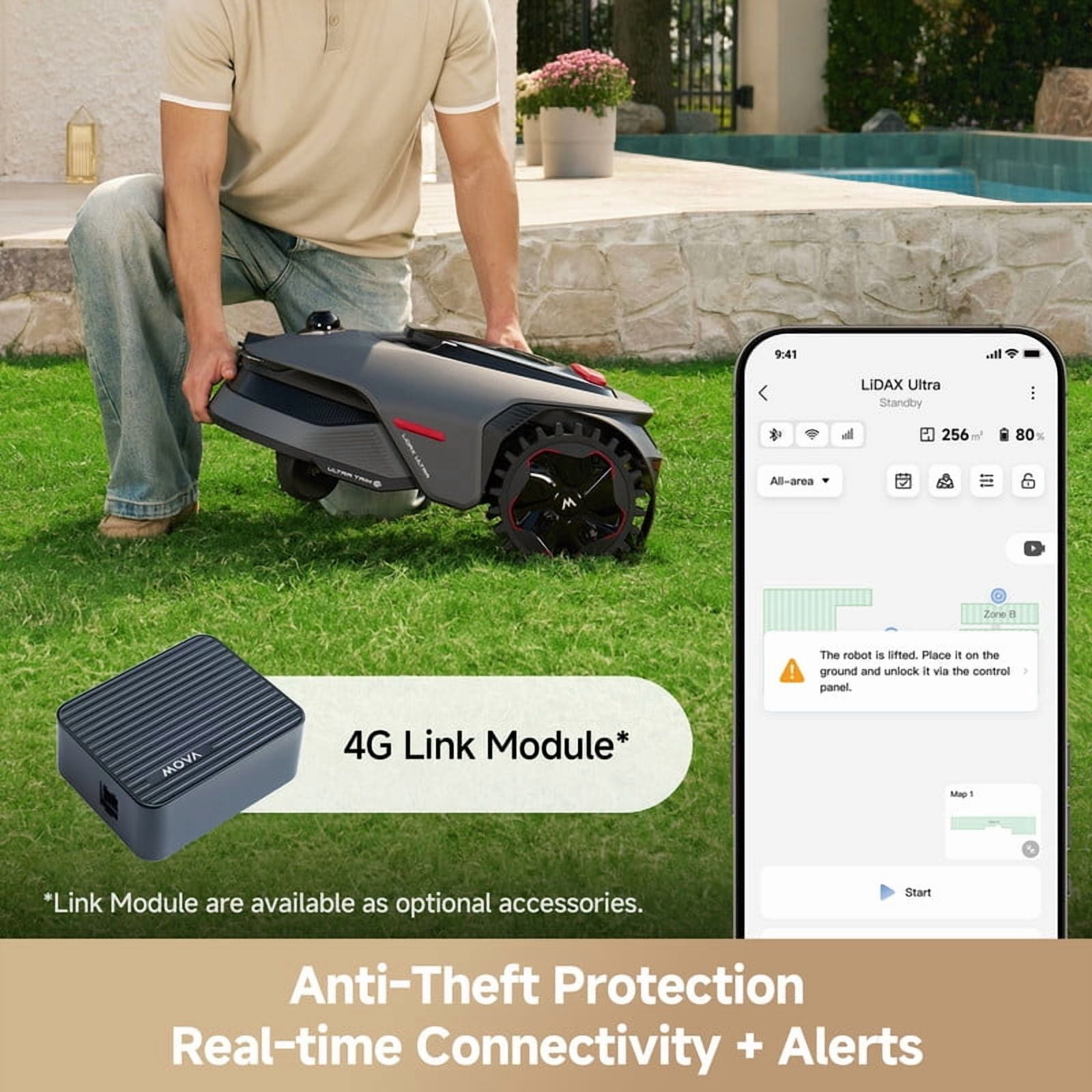 MOVA LiDAX Ultra 1000 Robotic Lawn Mower, AI-Powered 3D LiDAR Navigation, Edge Cutting, Smart Obstacle Avoidance (0.25 Acre) 6l729