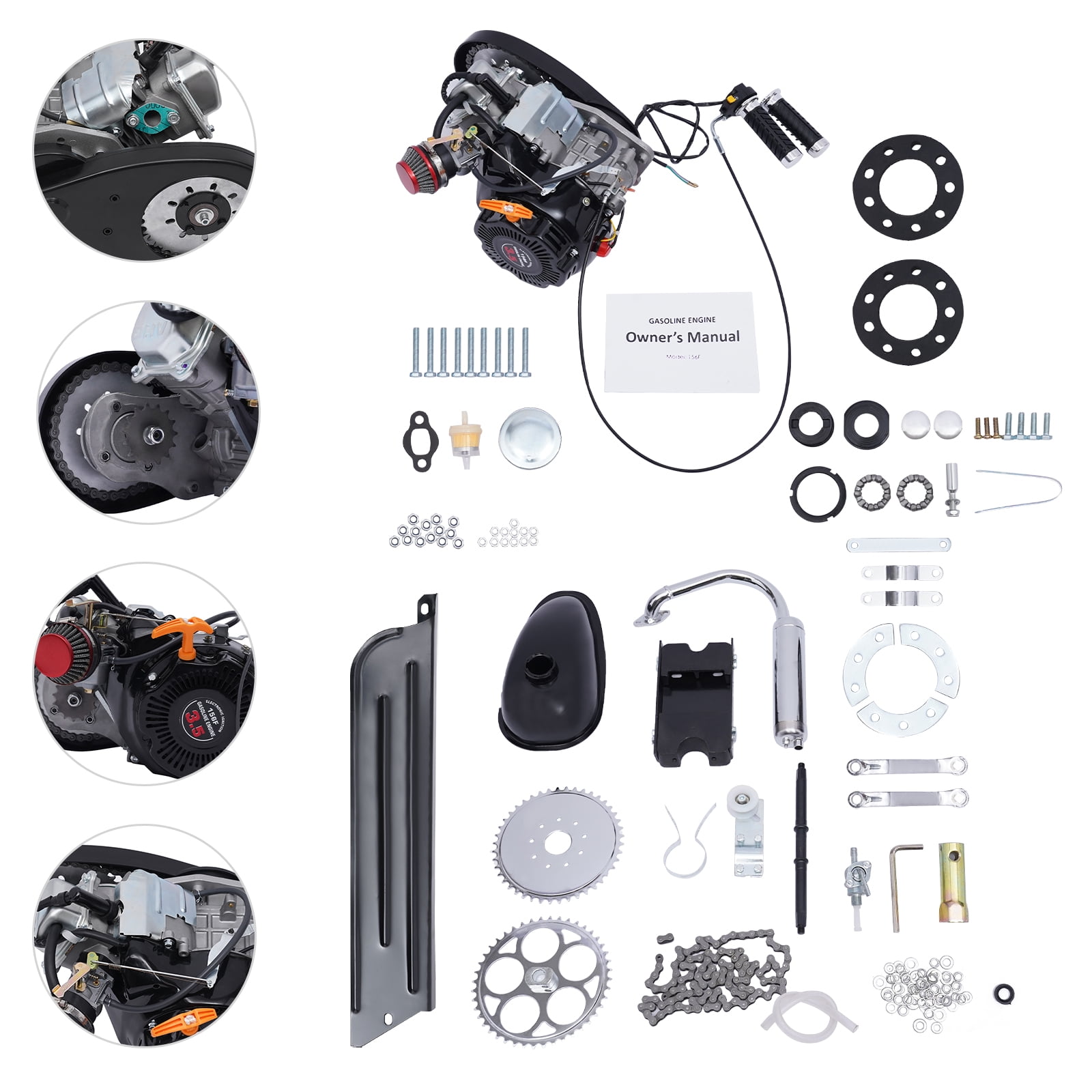 Aiqidi 100cc 4-Stroke Bicycle Engine Conversion Kit Gas Motorized Bike Motor (Silver, 44 lb) tddoa