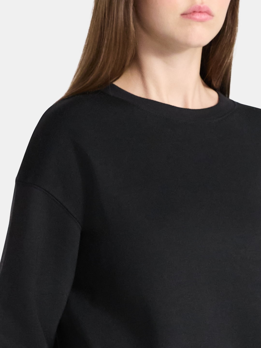 No Boundaries Women's Fleece Oversized Crewneck Sweatshirt (Black, S) kv7rt