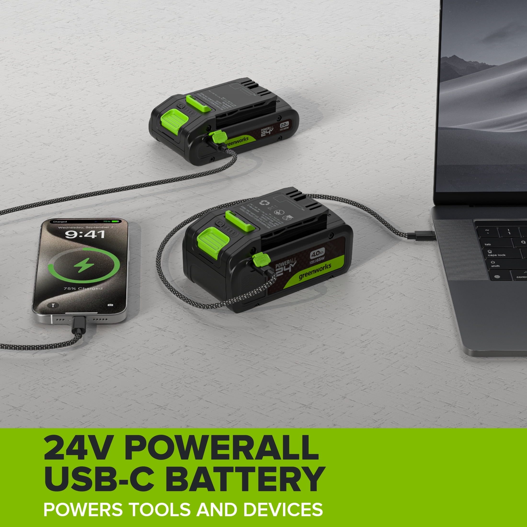 Greenworks PowerAll 24V Lithium-Ion Battery (2-Pack, 2.0 Ah) x9924 - Image 4