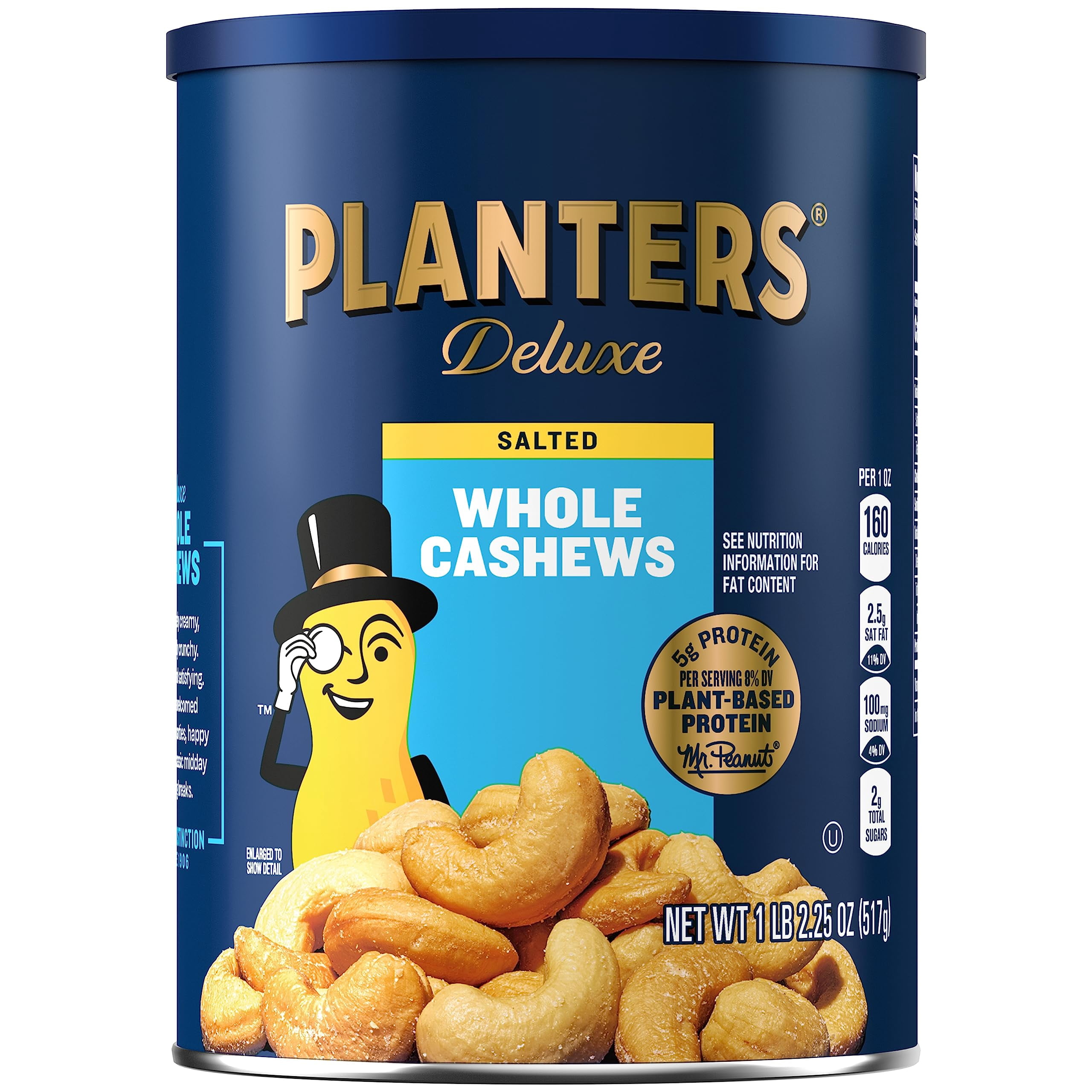 PLANTERS Deluxe Salted Whole Cashews, Roasted Nut Snack, Plant Based Protein (18.25 oz) 554a6