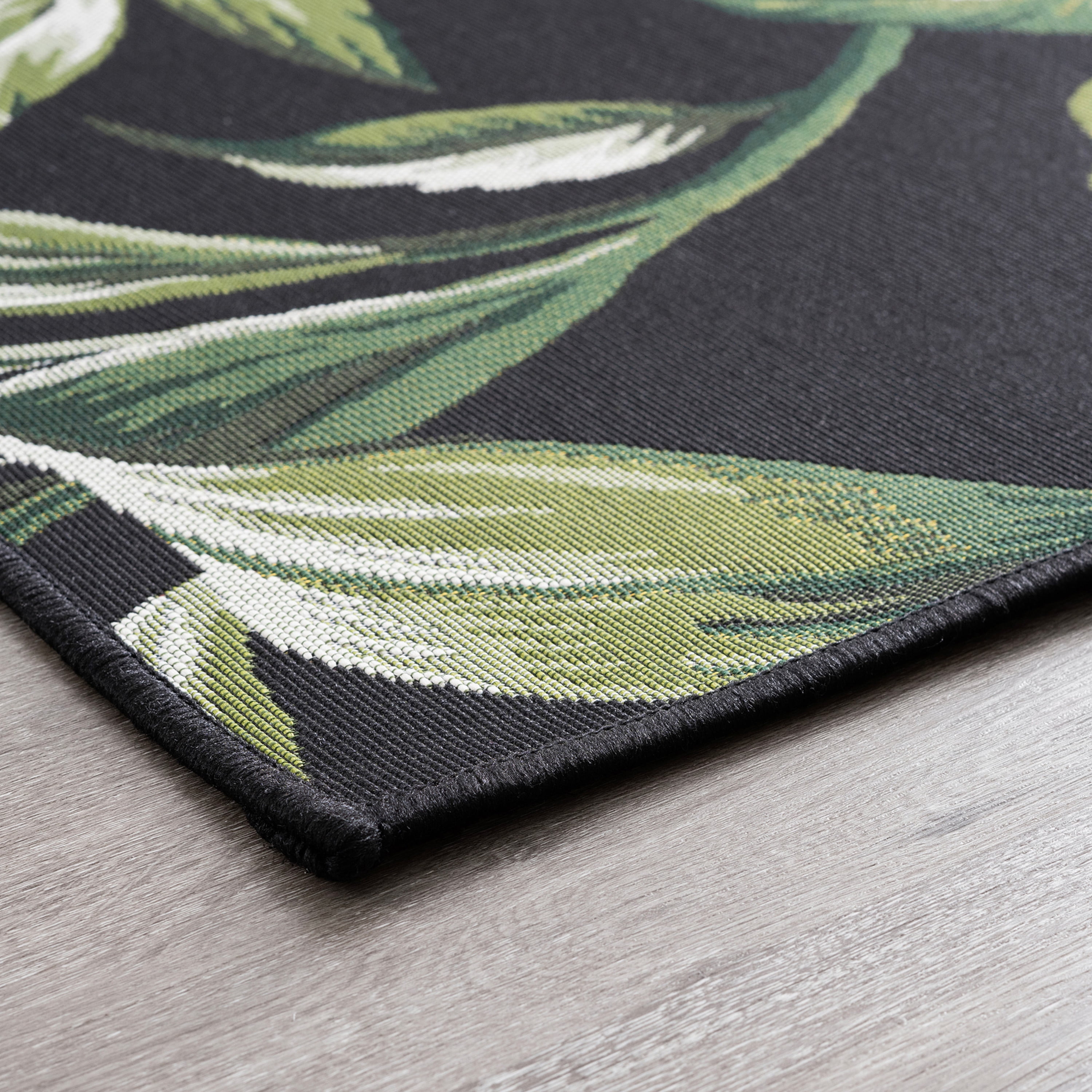 Bliss Rugs Transitional Outdoor Area Rug (Black and Green, 5 ft x 7 ft) zanwh
