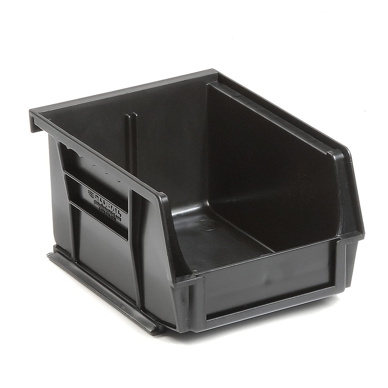 Global Industrial Plastic Hang and Stack Bin, Heavy-Duty Storage Organizer (Black, 5.375 x 4.125 x 3 in) 9isk3