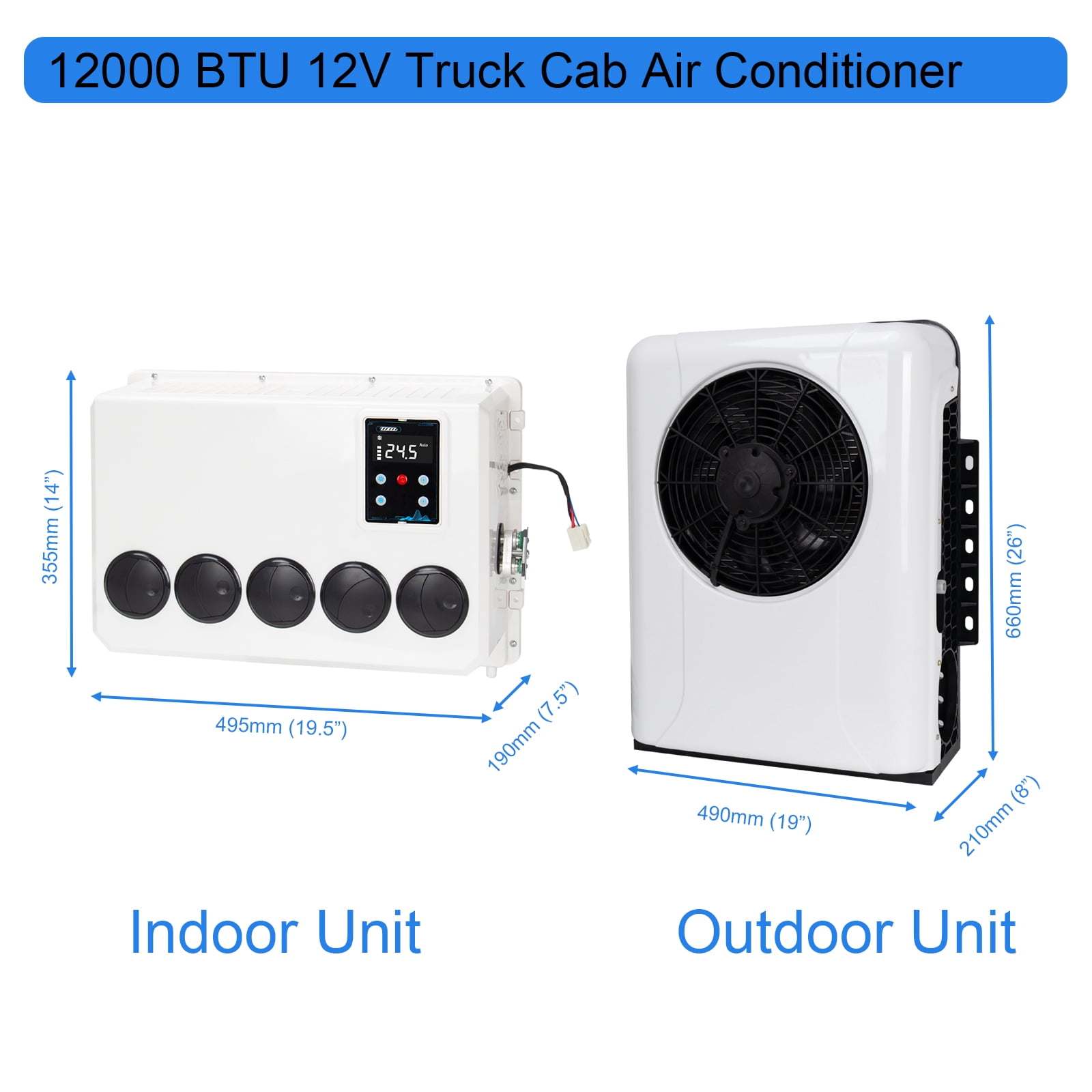 Jrswin 12V 12000BTU Split Air Conditioner for Semi Trucks RVs and Motorhomes (White) x5vtl