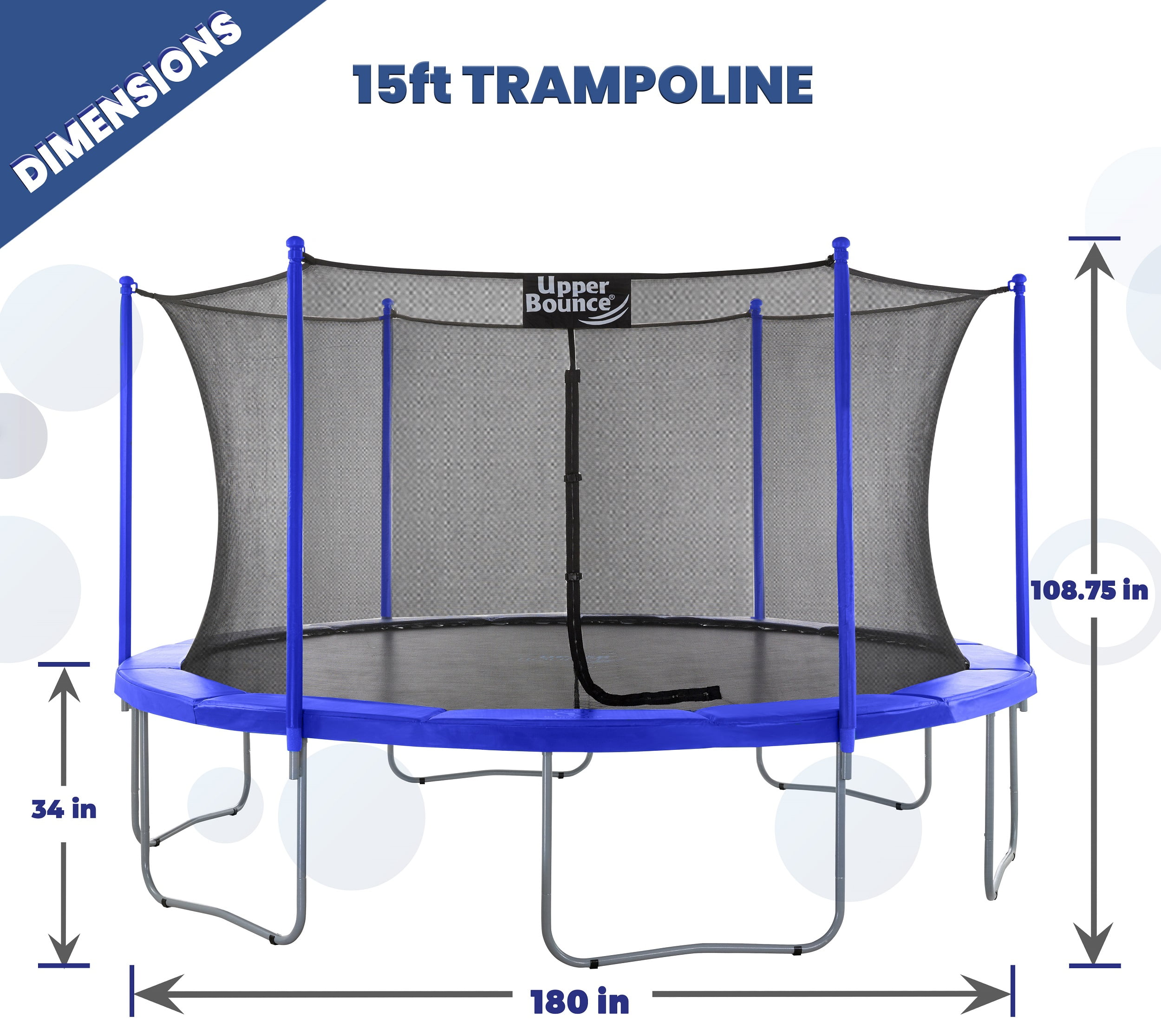 Upper Bounce 15 ft Round Trampoline Set with Safety Enclosure System (Black, 15 ft) ipa7y