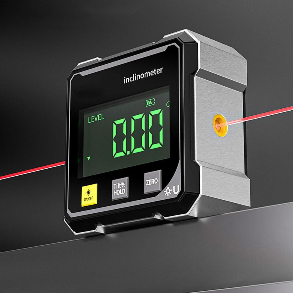 Generic Magnetic Digital Angle Finder with Dual Laser Level (Black, 4-Sided) 33o2d