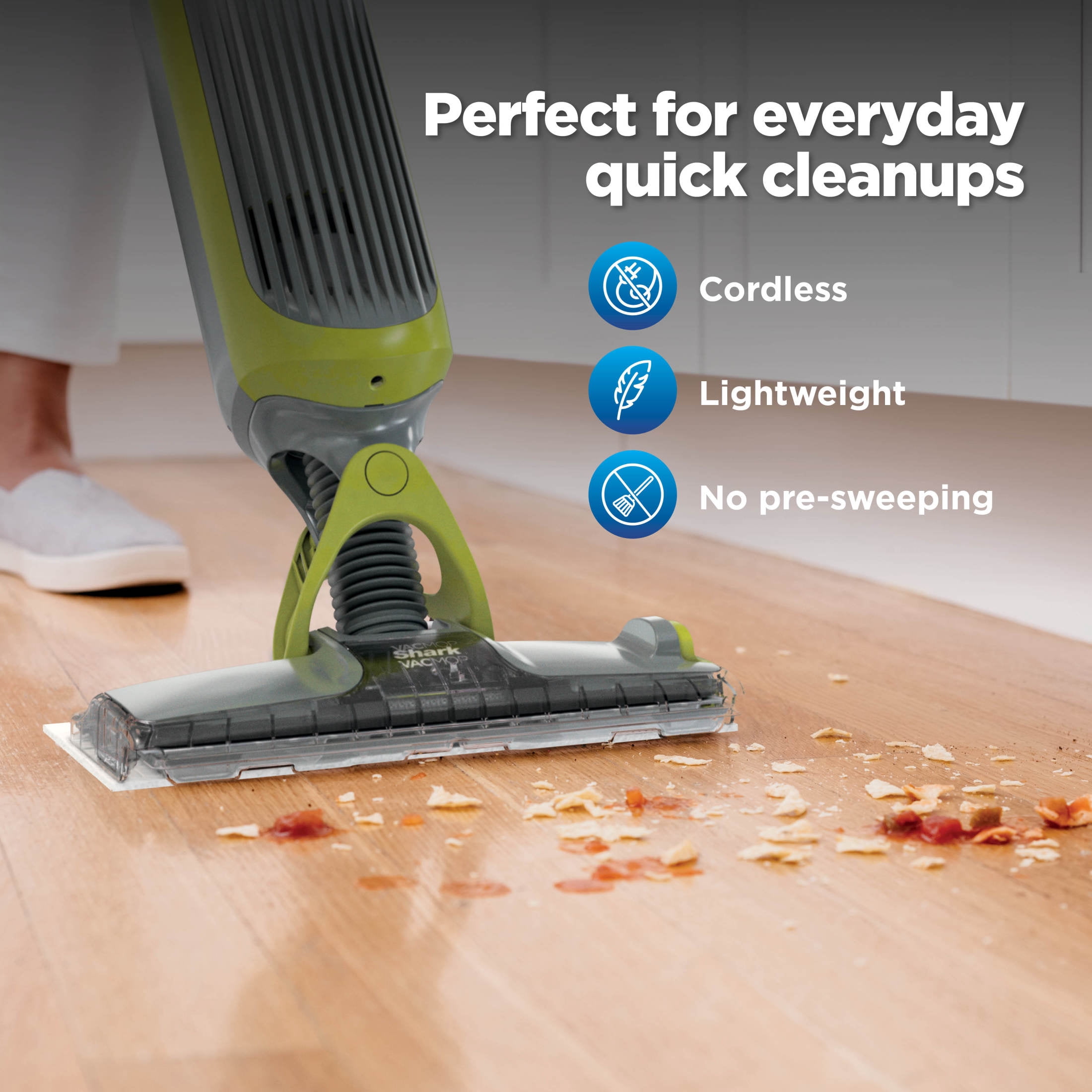 Shark VACMOP Cordless Hard Floor Vacuum Mop with 4 Disposable Pads and 12 fl oz Multi-Surface Cleaner (VM200) yt6ka