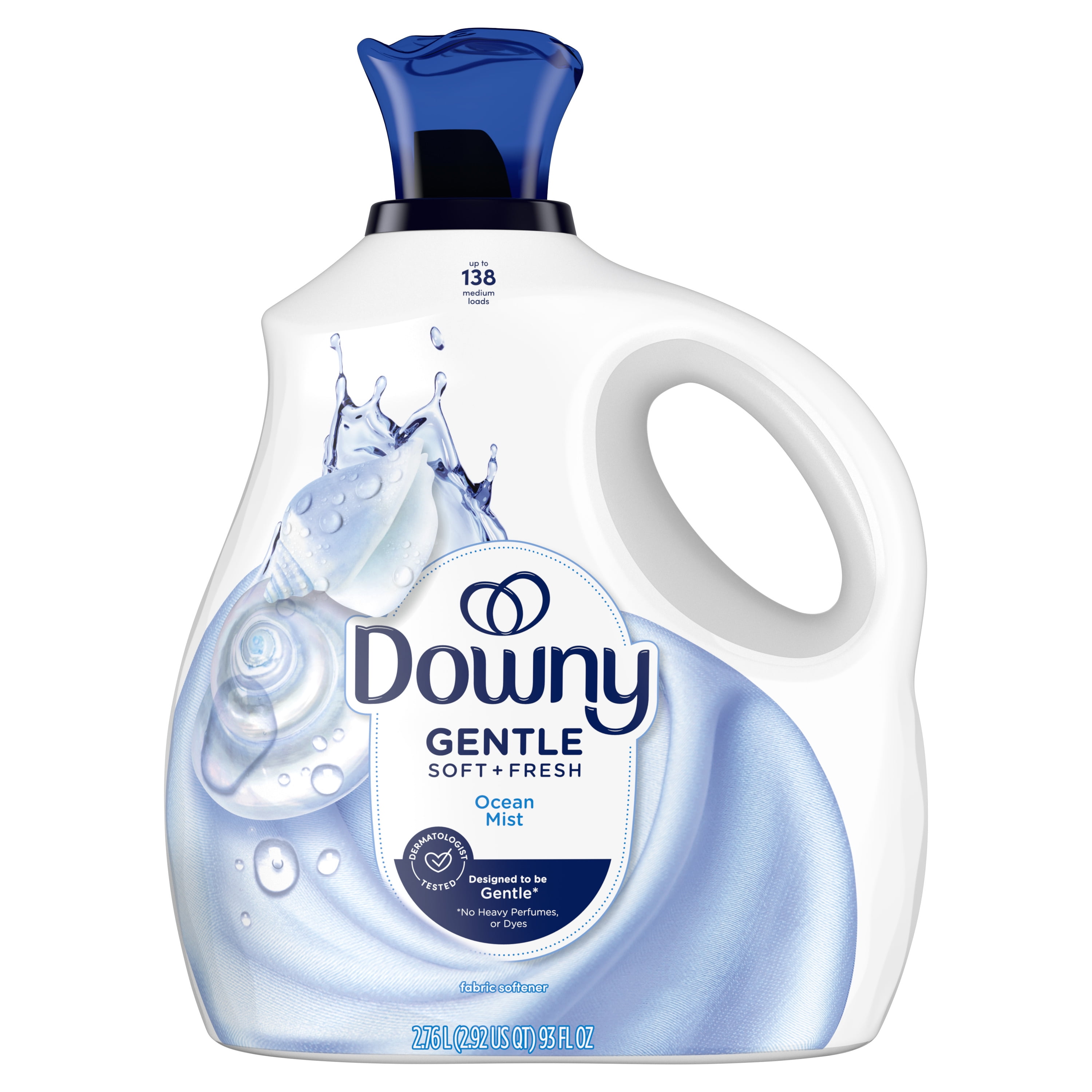 Downy Gentle Soft + Fresh Liquid Fabric Softener, Ocean Mist Scent (93 fl oz, 138 Loads) mxioi