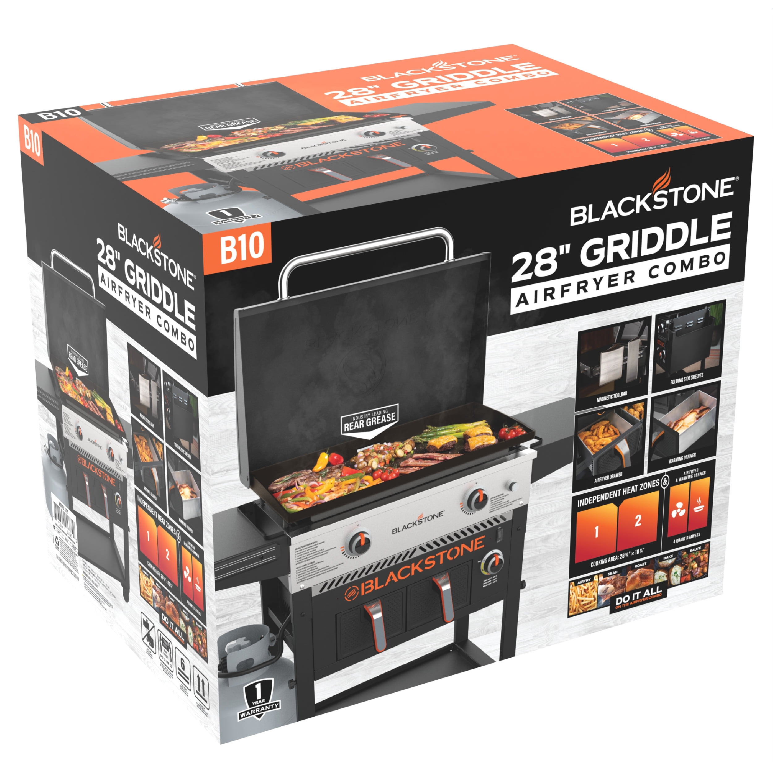 Blackstone 28-inch Outdoor Propane Griddle and Air Fryer Combo with Hood (Black, 524 sq in) ime8u