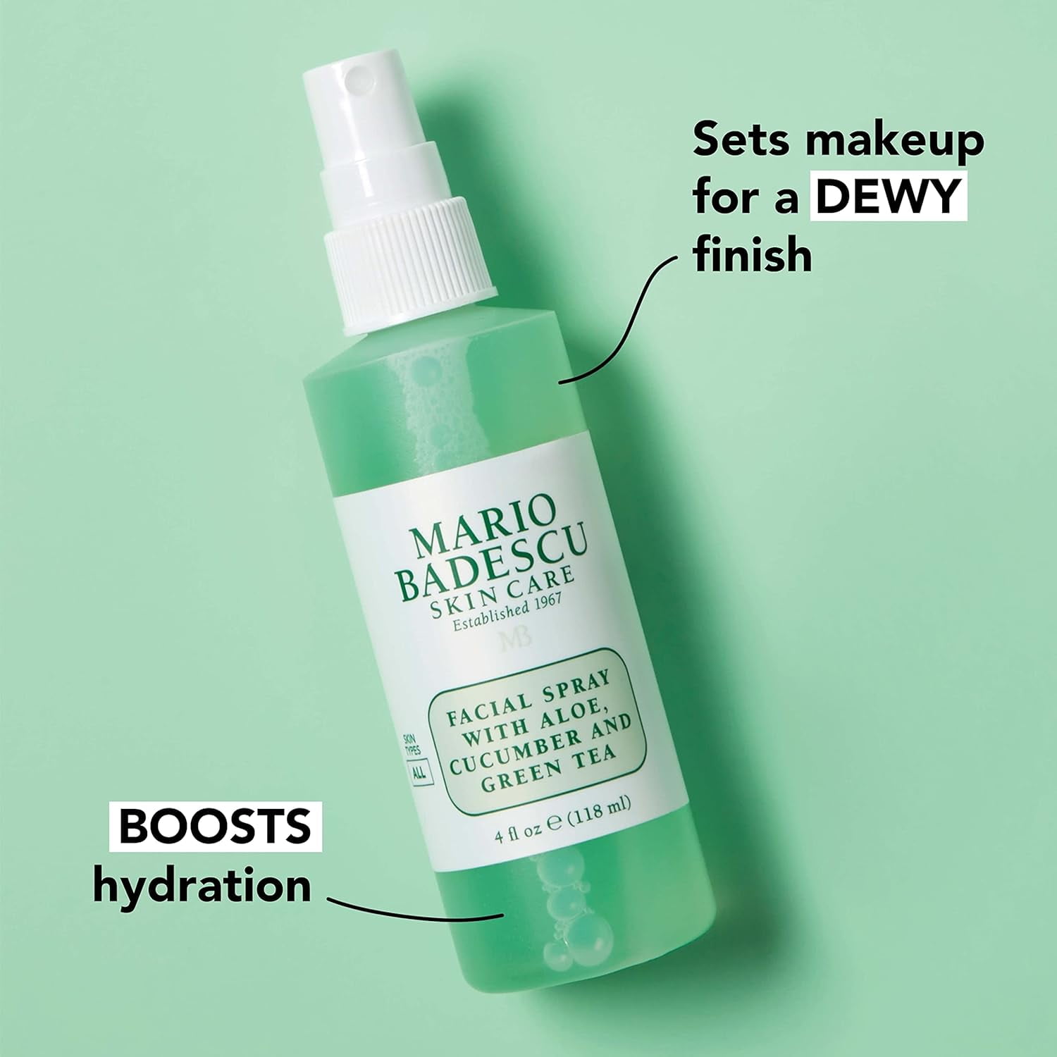 Mario Badescu Facial Spray with Aloe, Cucumber and Green Tea Refreshing Skin Care Toner (Green, 2 Pack, 4 fl oz) exu6e