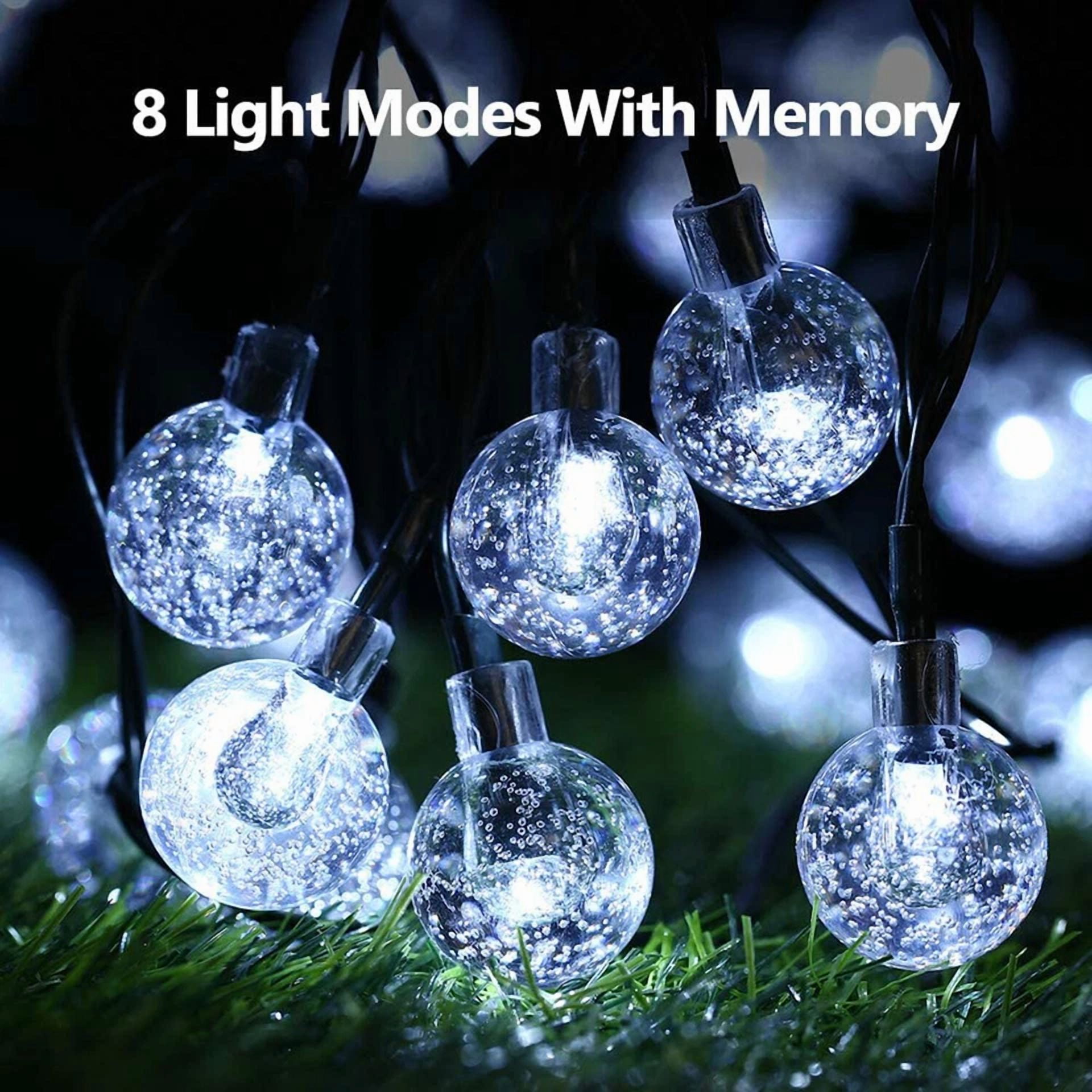Purely Elizabeth Bubble String Lights Solar Powered LED Outdoor Decor (White, 30 Count) 5qc82