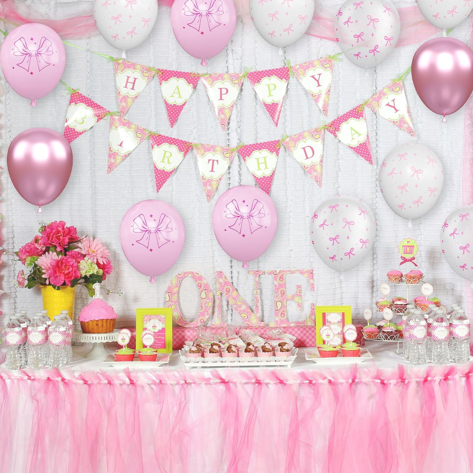 SMF Pink Bow Balloons Party Decoration Set (Light Pink, 50 Pcs, 12 in) b8le9