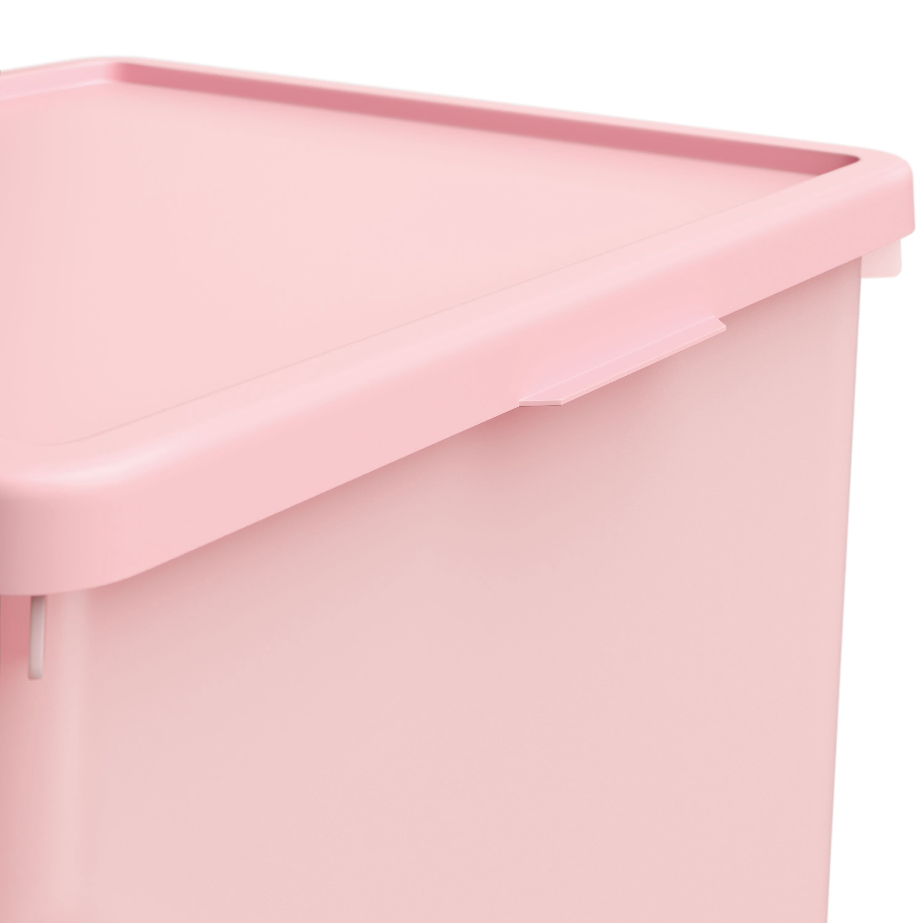 Mainstays Kids Large Plastic Storage Bin with Lid (Pink, 12.5 in x 12 in x 9.5 in) 4a1uj