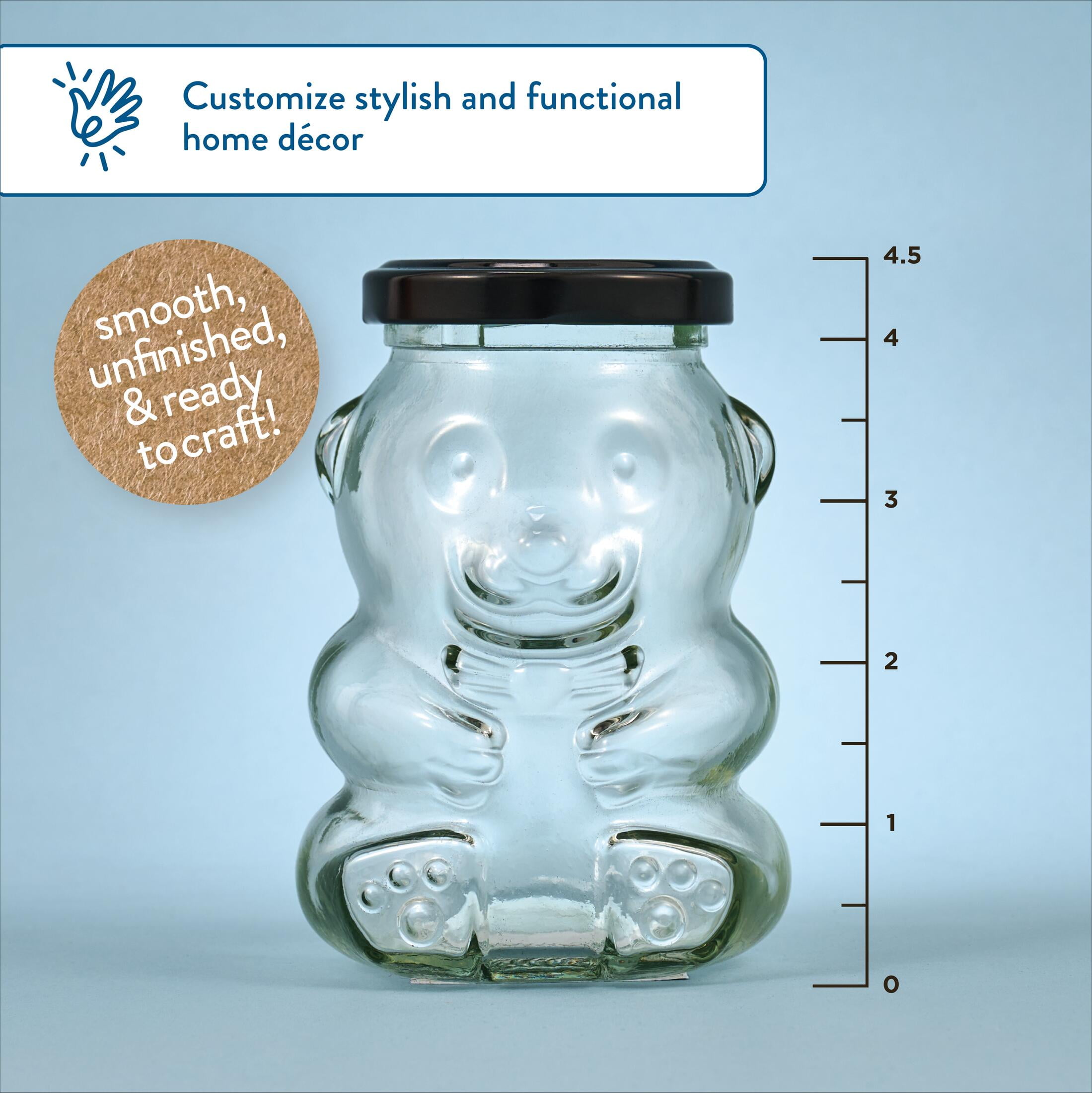 Hello Hobby Glass Bear Jar with Lid (Clear, 6.08 oz) rtn3n